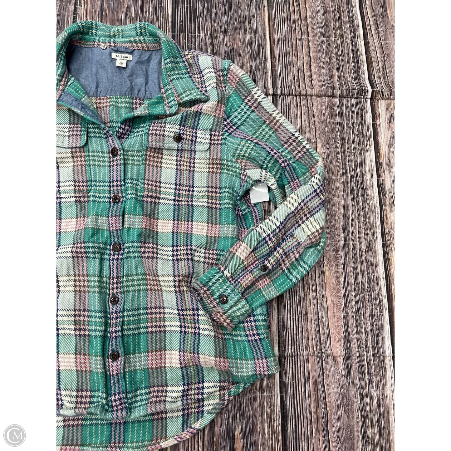 Jacket Shirt By L.l. Bean In Green, Size: L