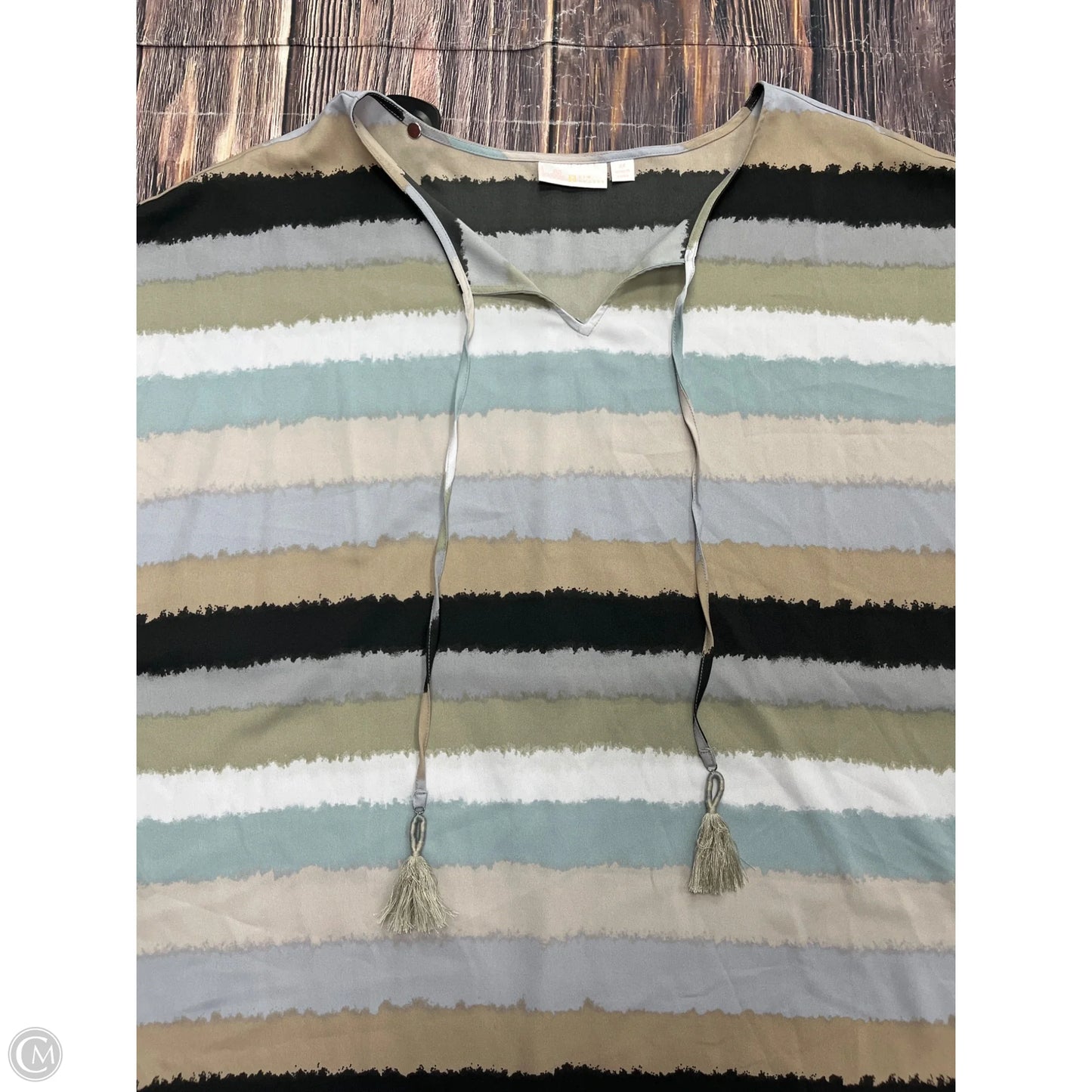 Top Short Sleeve By Belle By Kim Gravel In Grey, Size: 2x