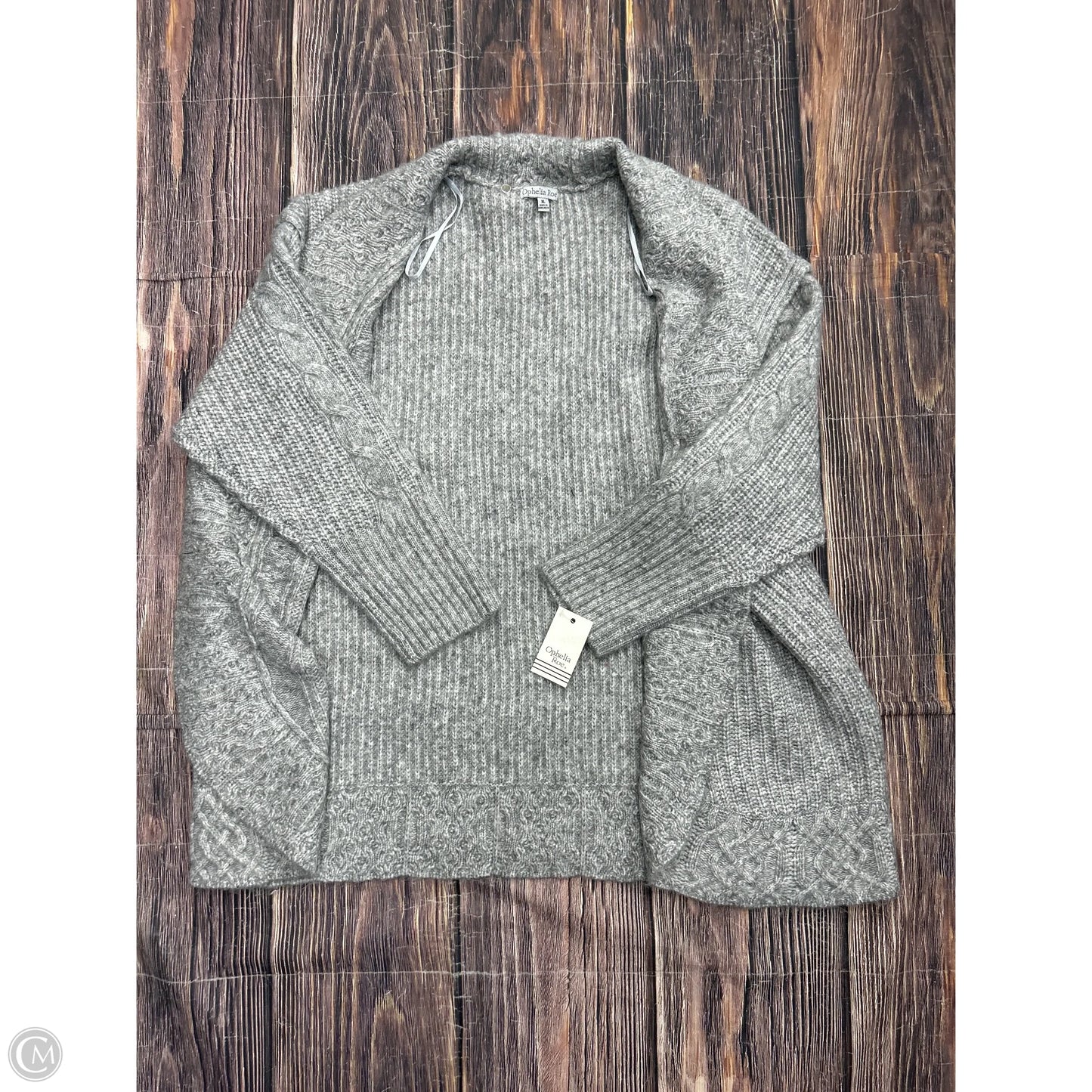 Sweater Cardigan By Ophelia Roe In Grey, Size: Xl