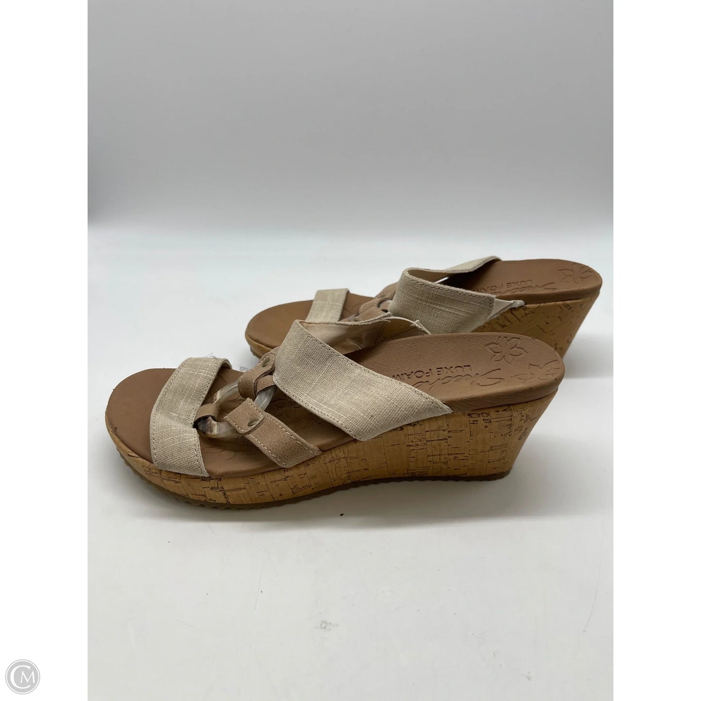 Sandals Heels Wedge By Skechers In Tan, Size: 8