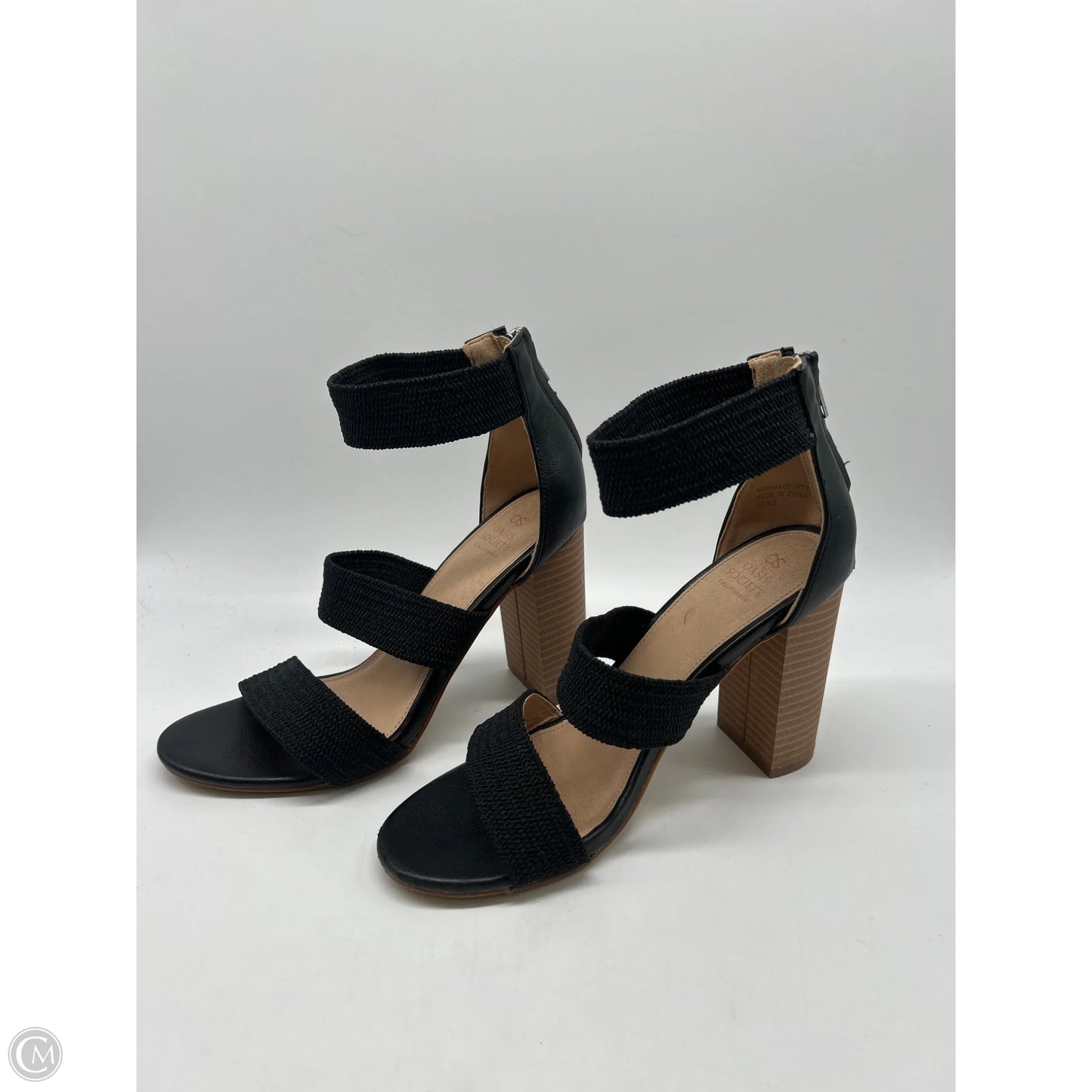 Sandals Heels Block By Oasis Society In Black, Size: 8.5