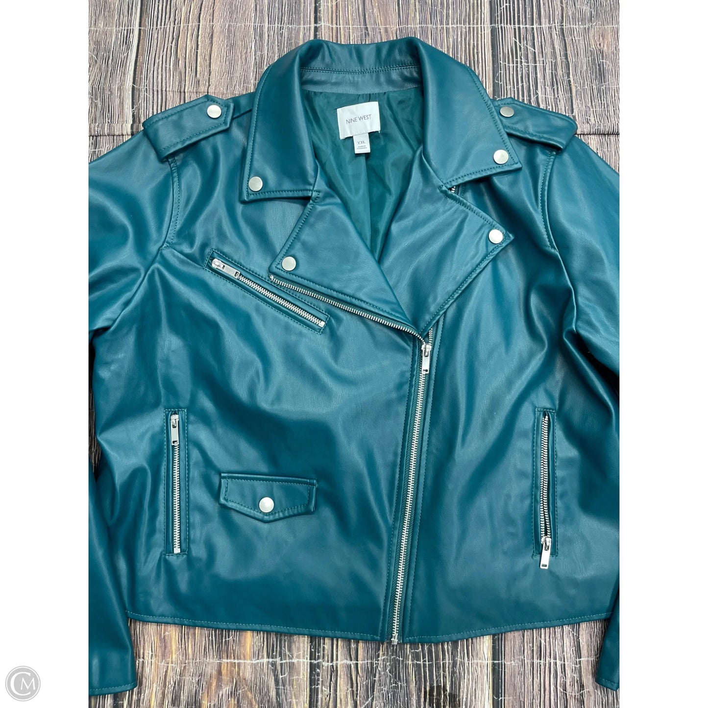 Jacket Moto By Nine West In Green, Size: 1x