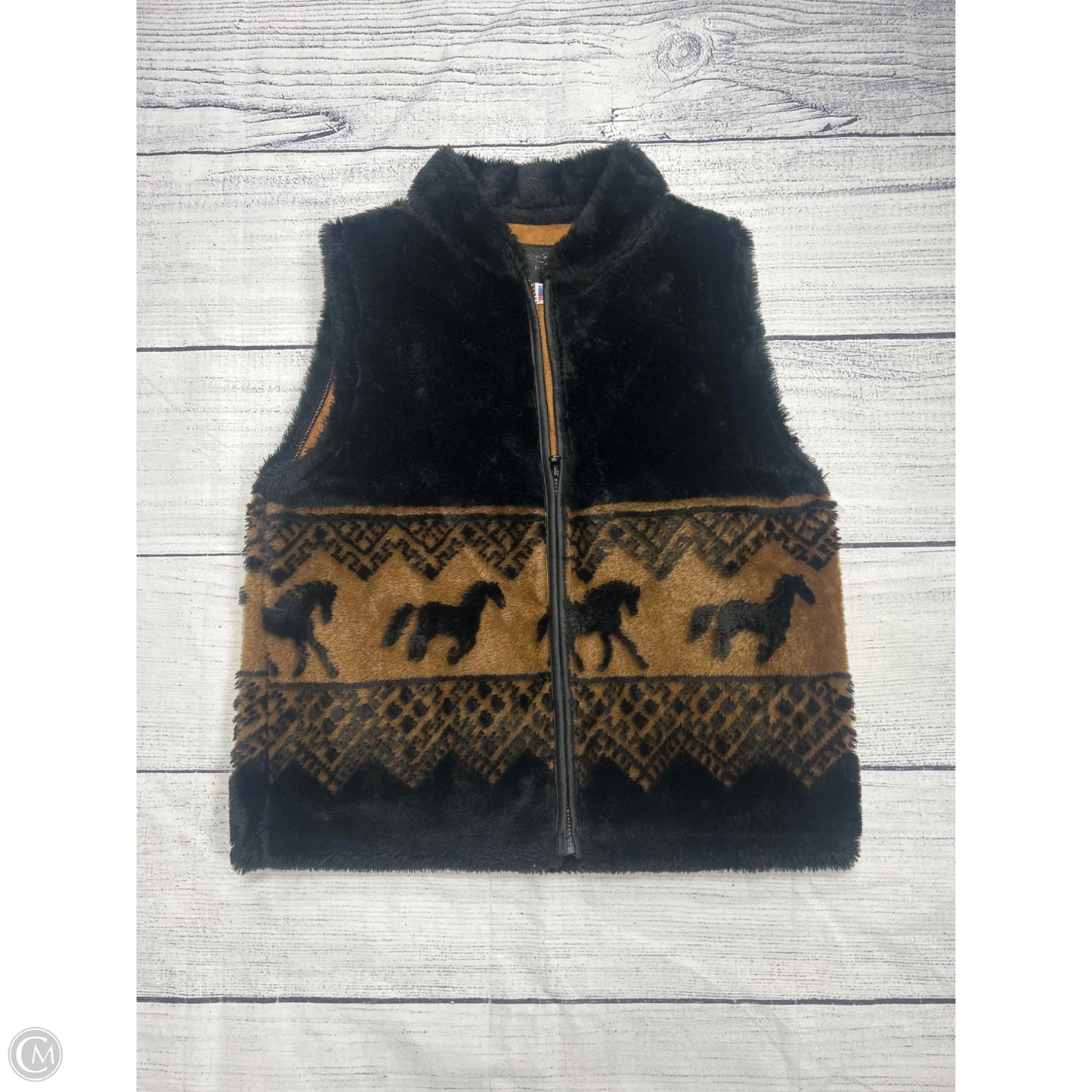 Vest Faux Fur & Sherpa By Cmc In Black & Brown, Size: M