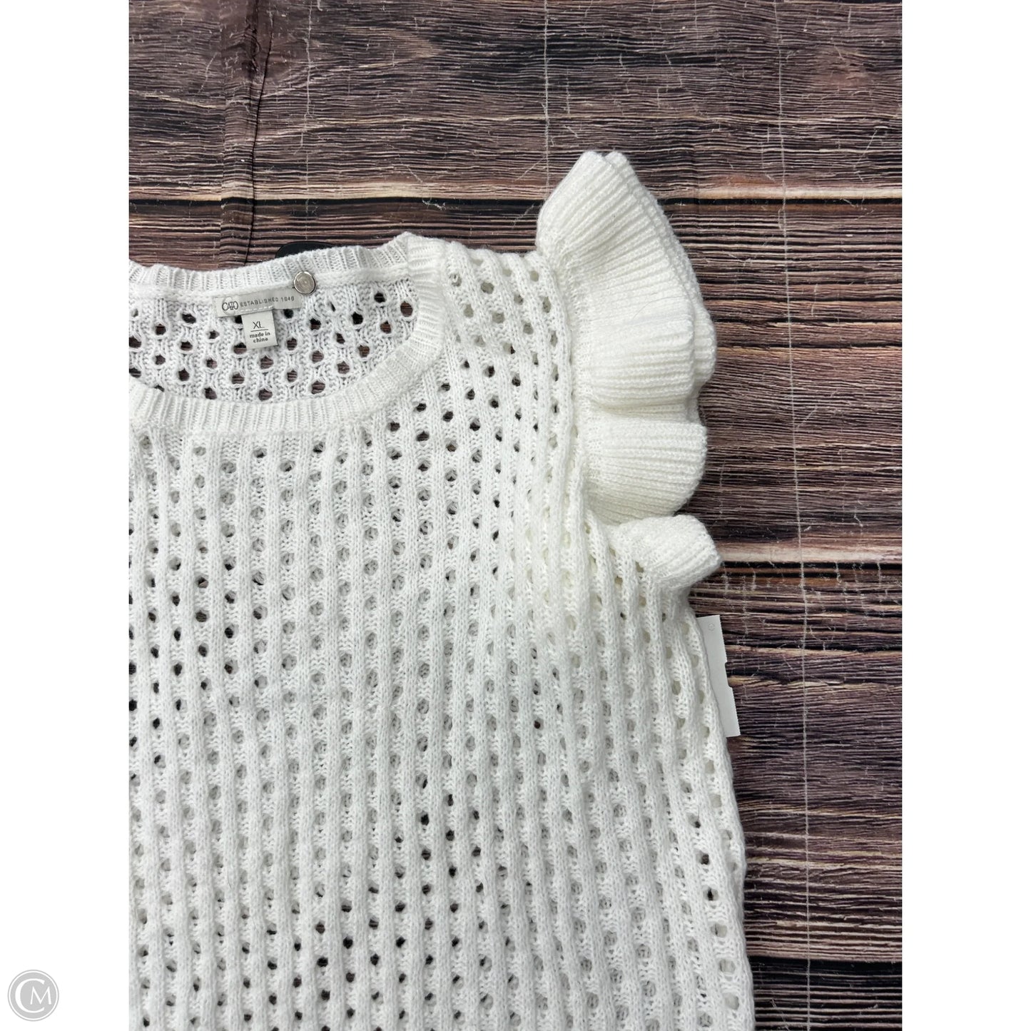 Sweater Short Sleeve By Cato In White, Size: Xl