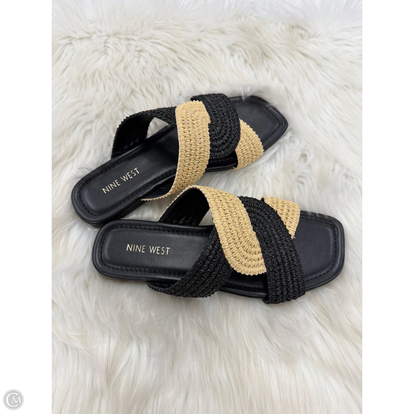 Sandals Flats By Nine West In Black & Tan, Size: 8.5