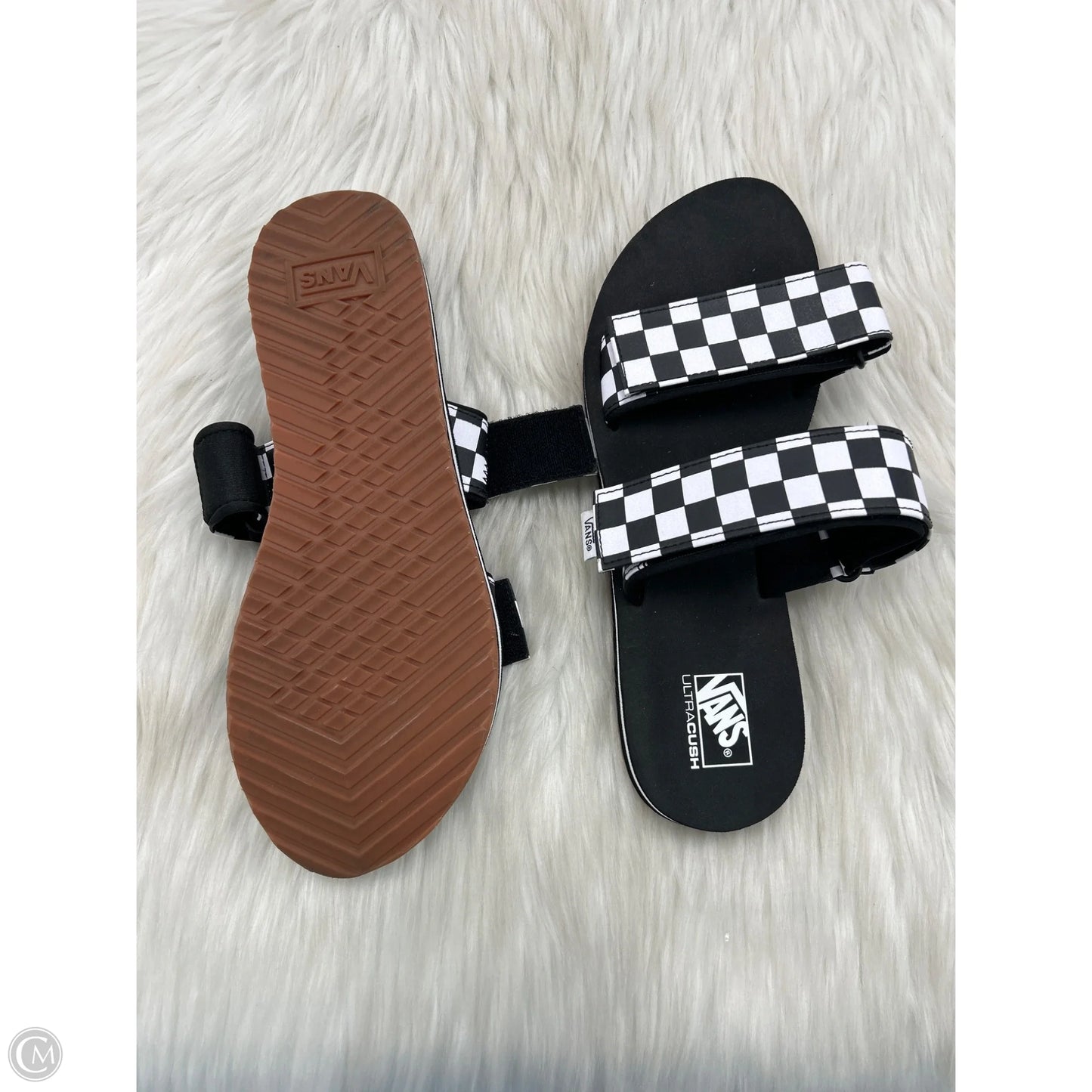 Sandals Flats By Vans In Black & White, Size: 8.5