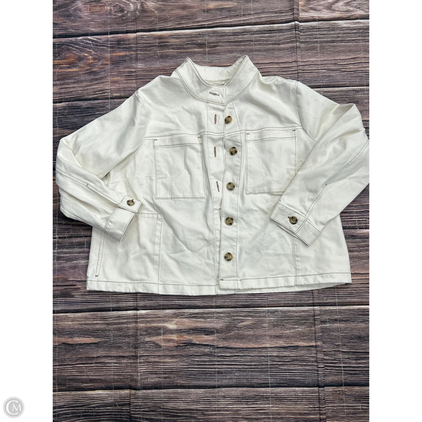 Jacket Denim By J. Jill In Cream Denim, Size: 2x