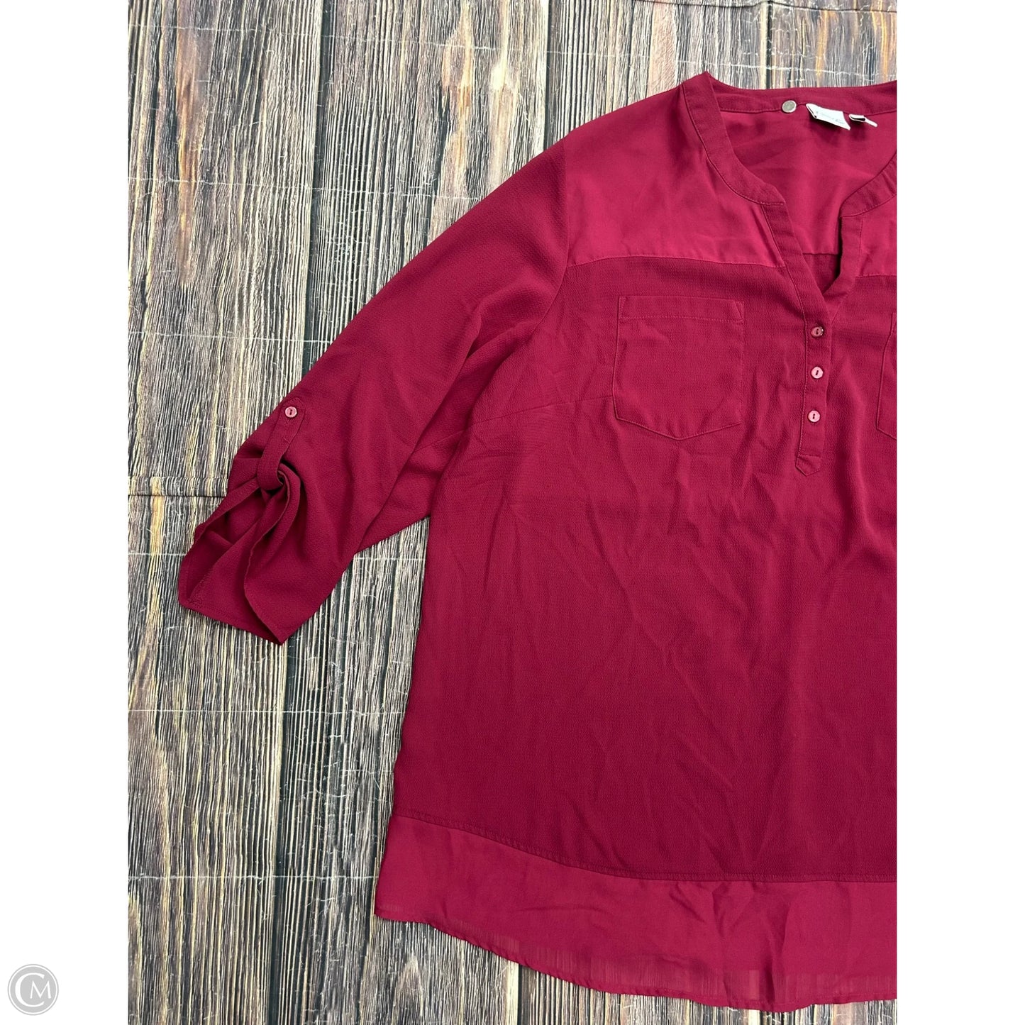 Top Long Sleeve By Kim Rogers In Red, Size: 3x