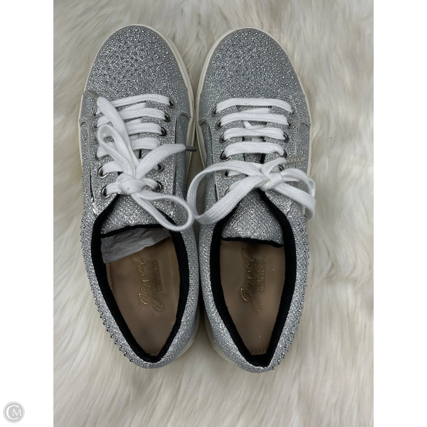 Shoes Sneakers By Badgley Mischka In Silver, Size: 8