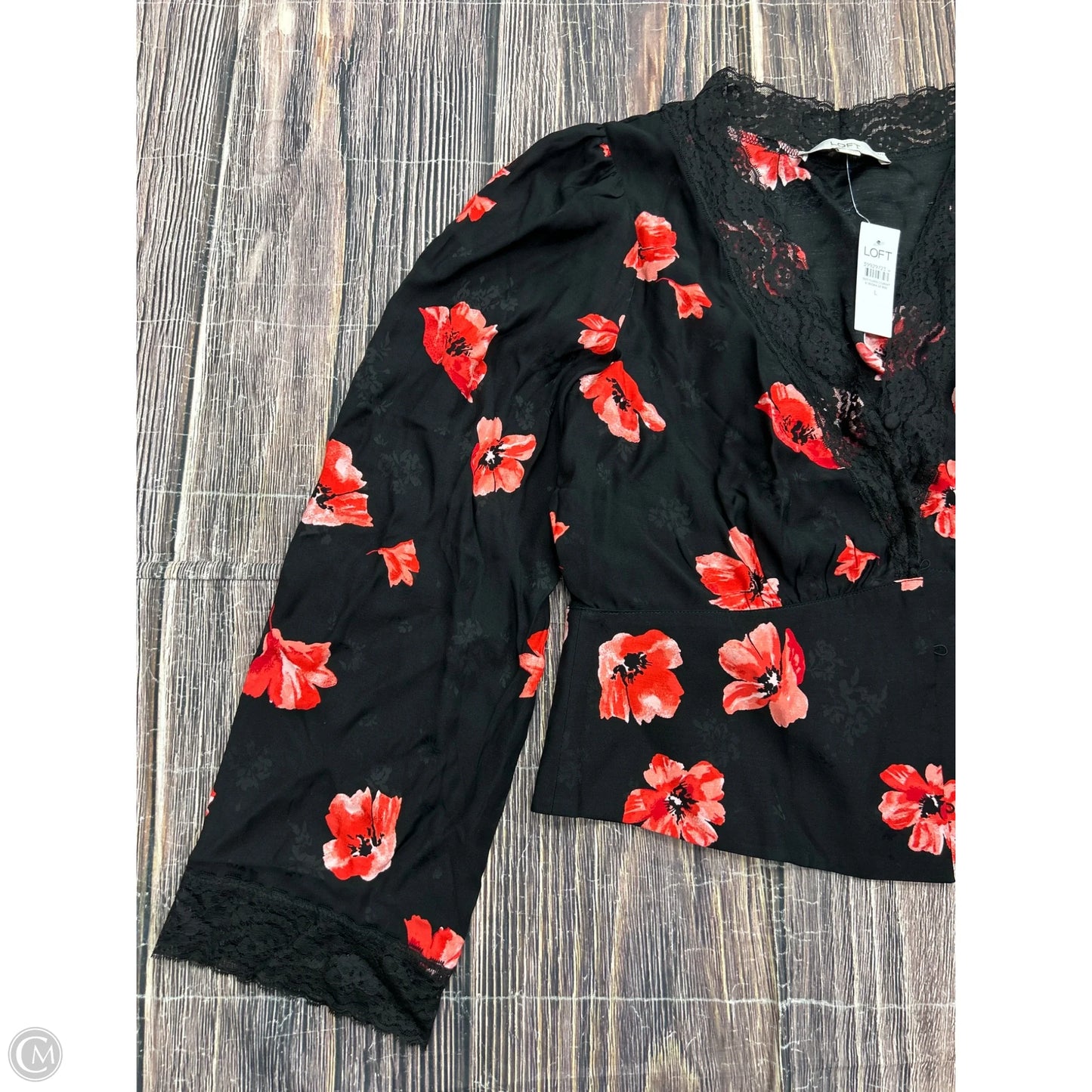Top Long Sleeve By Loft In Black, Size: L