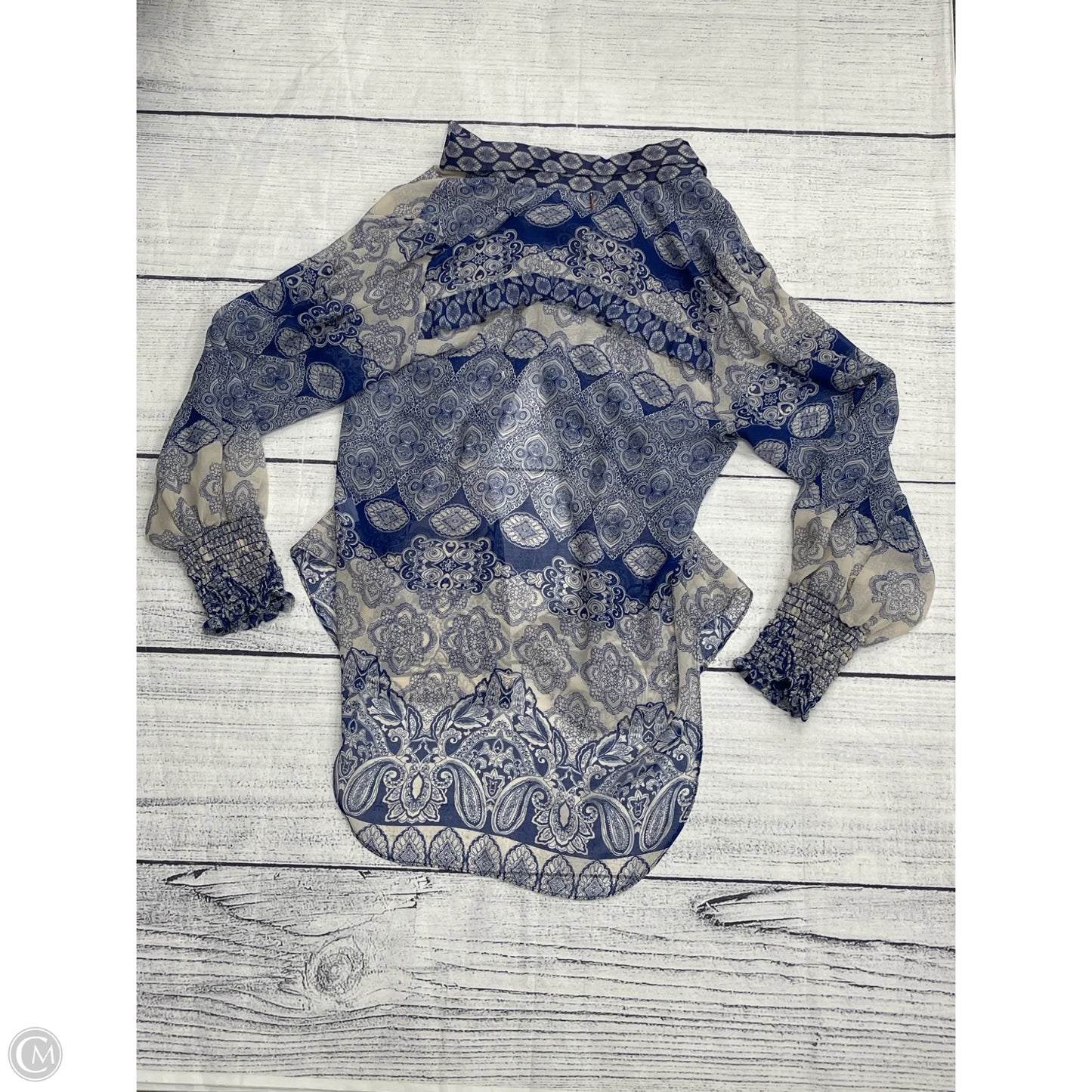 Top Long Sleeve Designer By Misa In Blue, Size: S