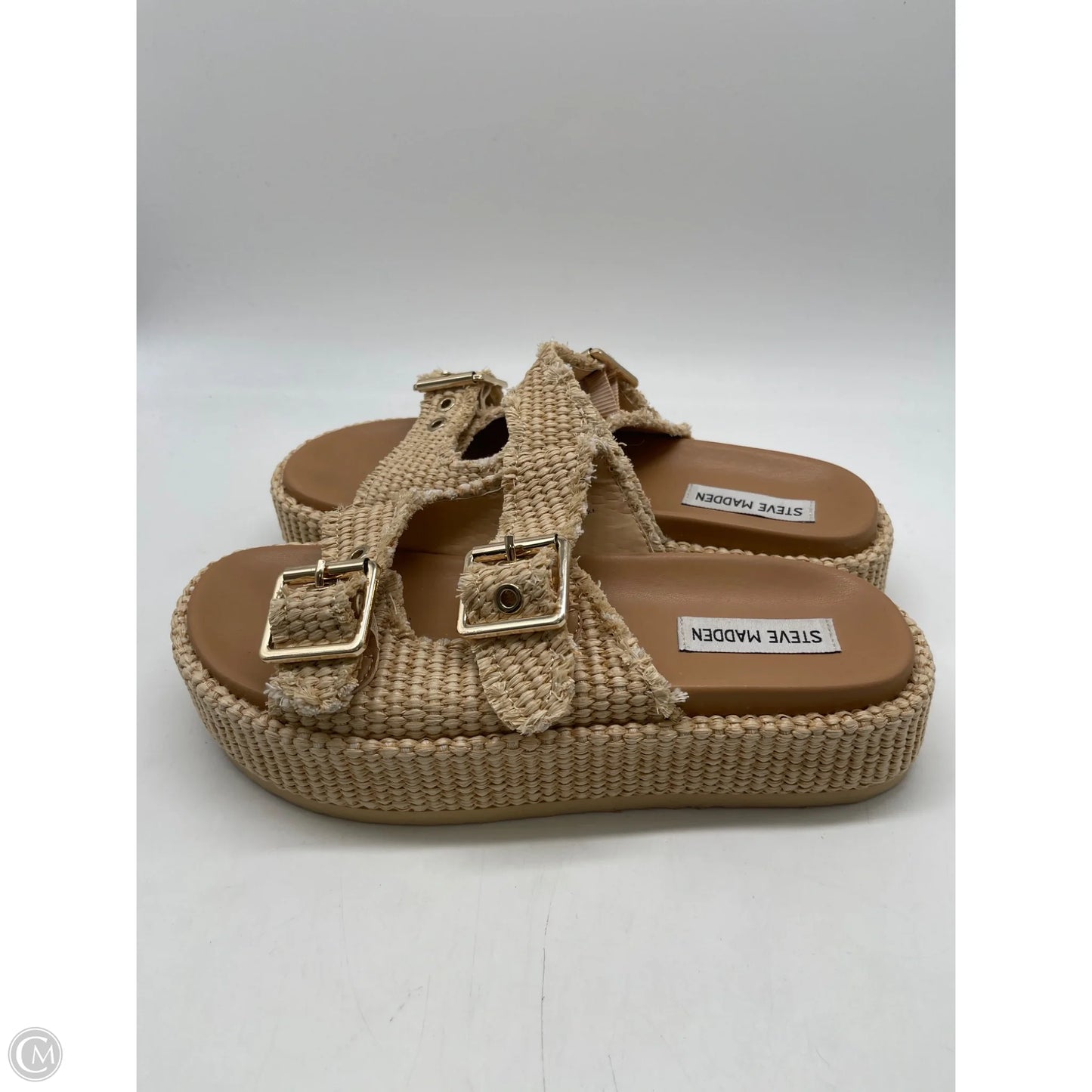 Sandals Heels Platform By Steve Madden In Tan, Size: 8