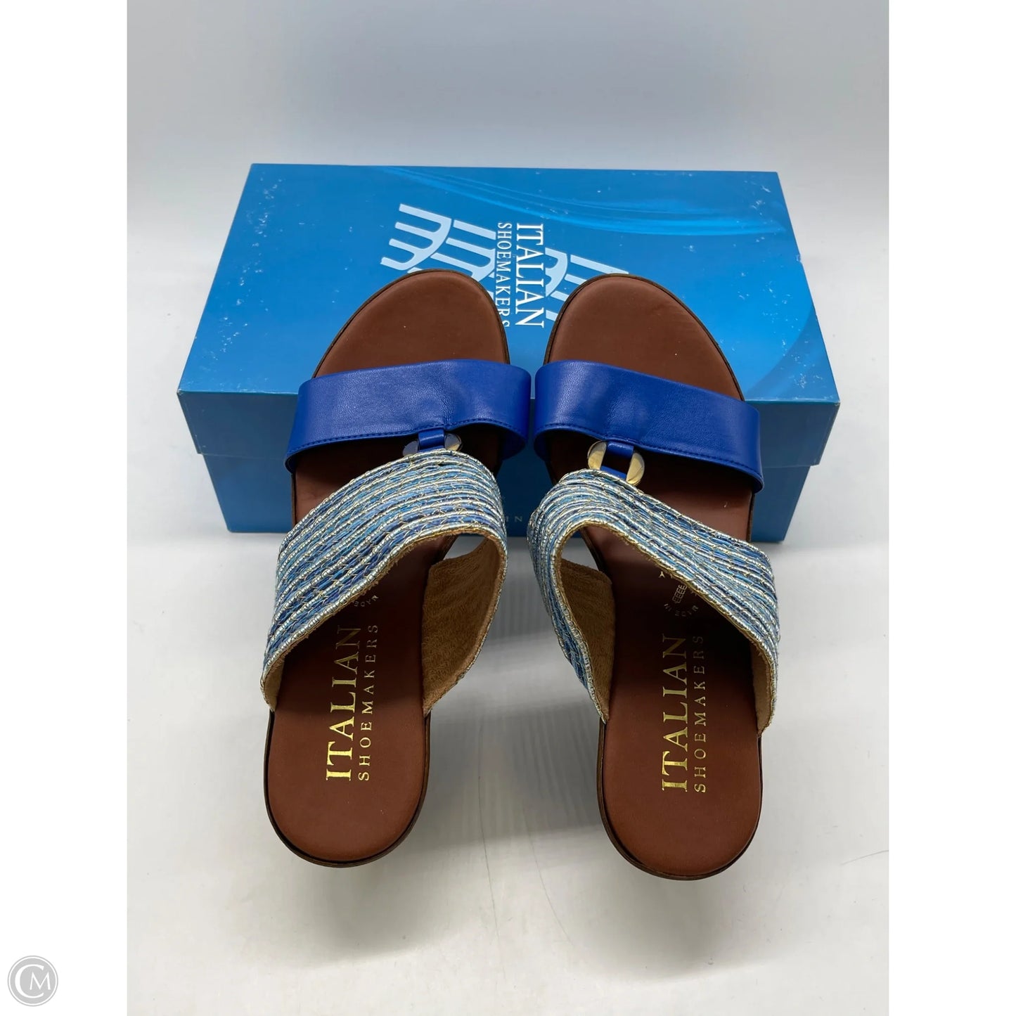 Sandals Heels Wedge By Italian Shoemakers In Blue, Size: 7
