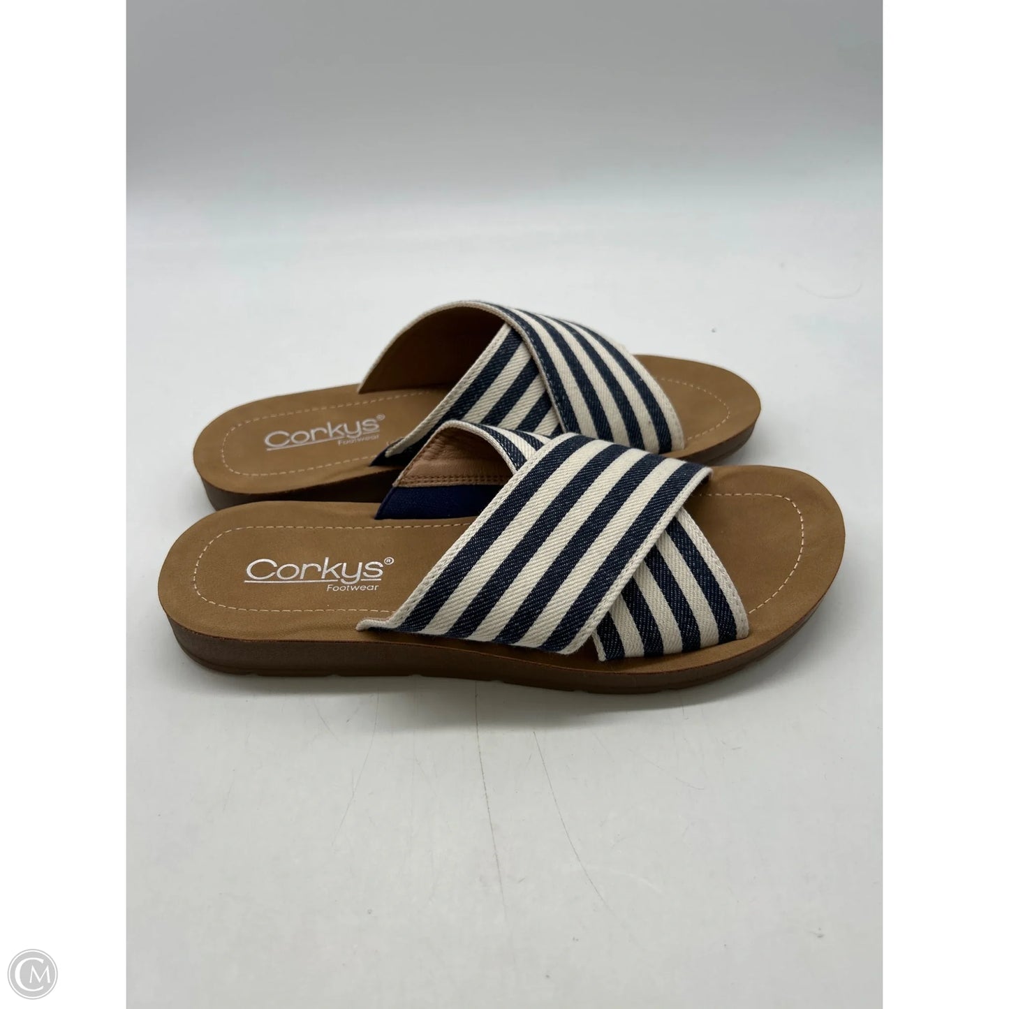 Sandals Flats By Corkys In Striped Pattern, Size: 6