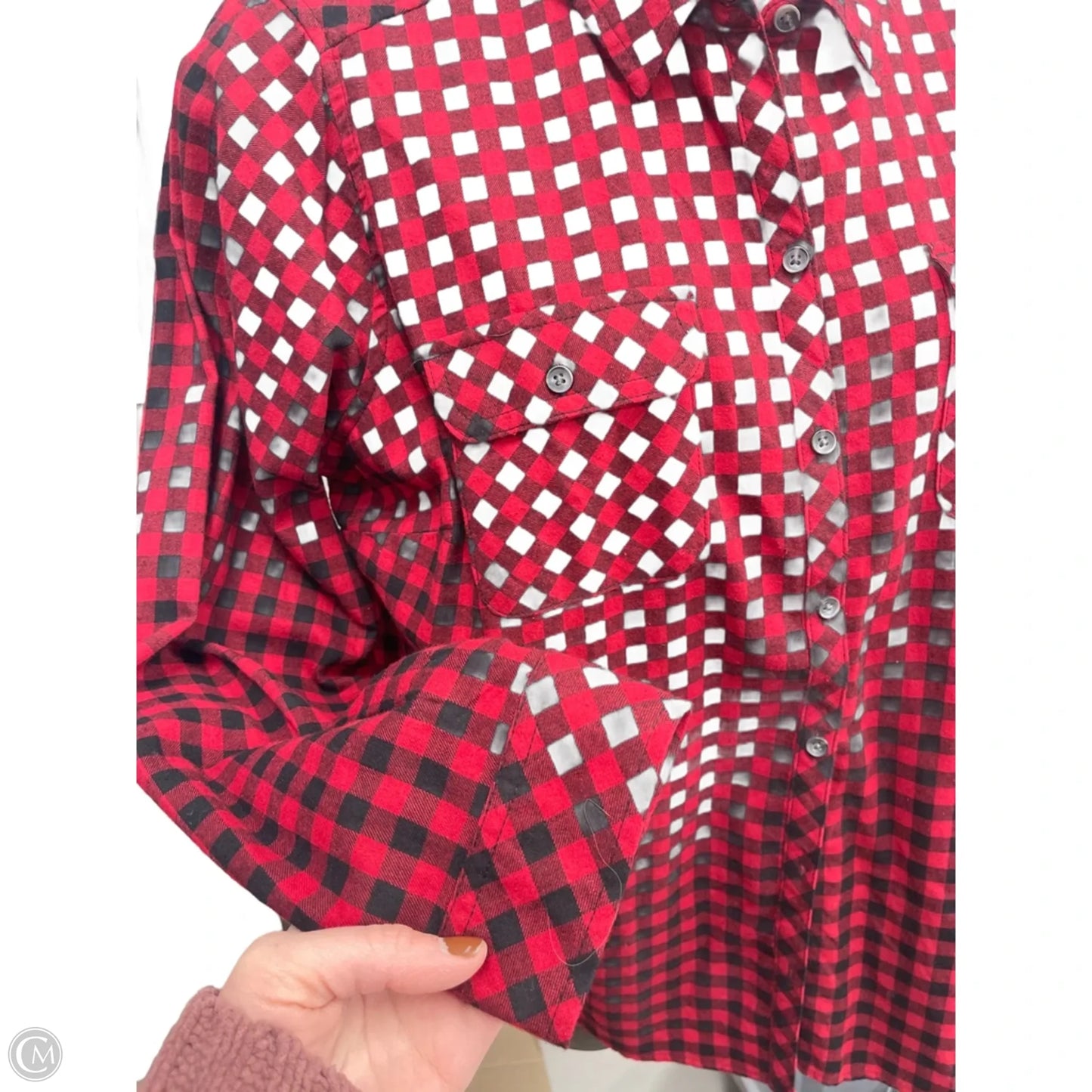 Top Long Sleeve By Croft And Barrow In Red, Size: 1x