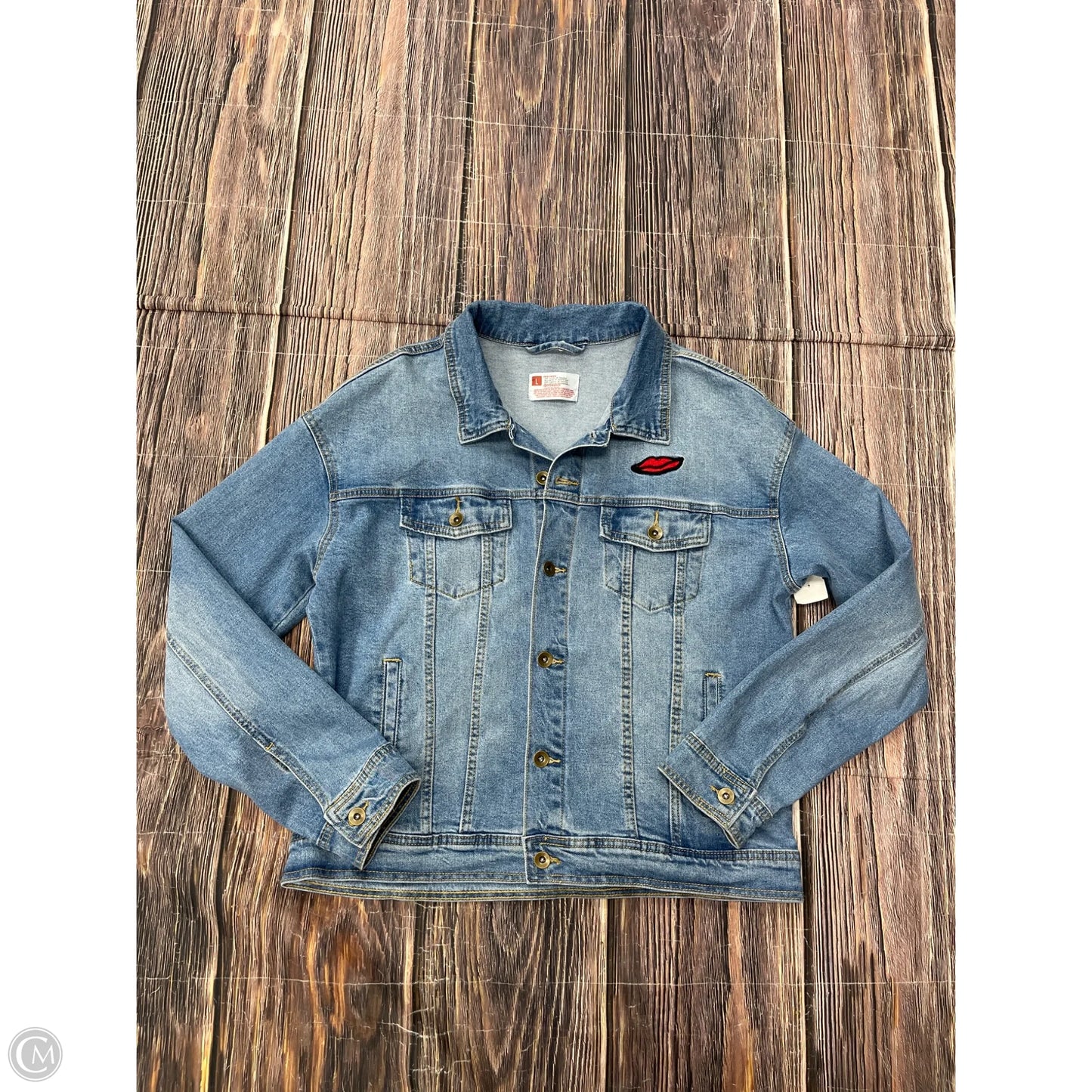 Jacket Denim By Clothes Mentor In Blue Denim, Size: L