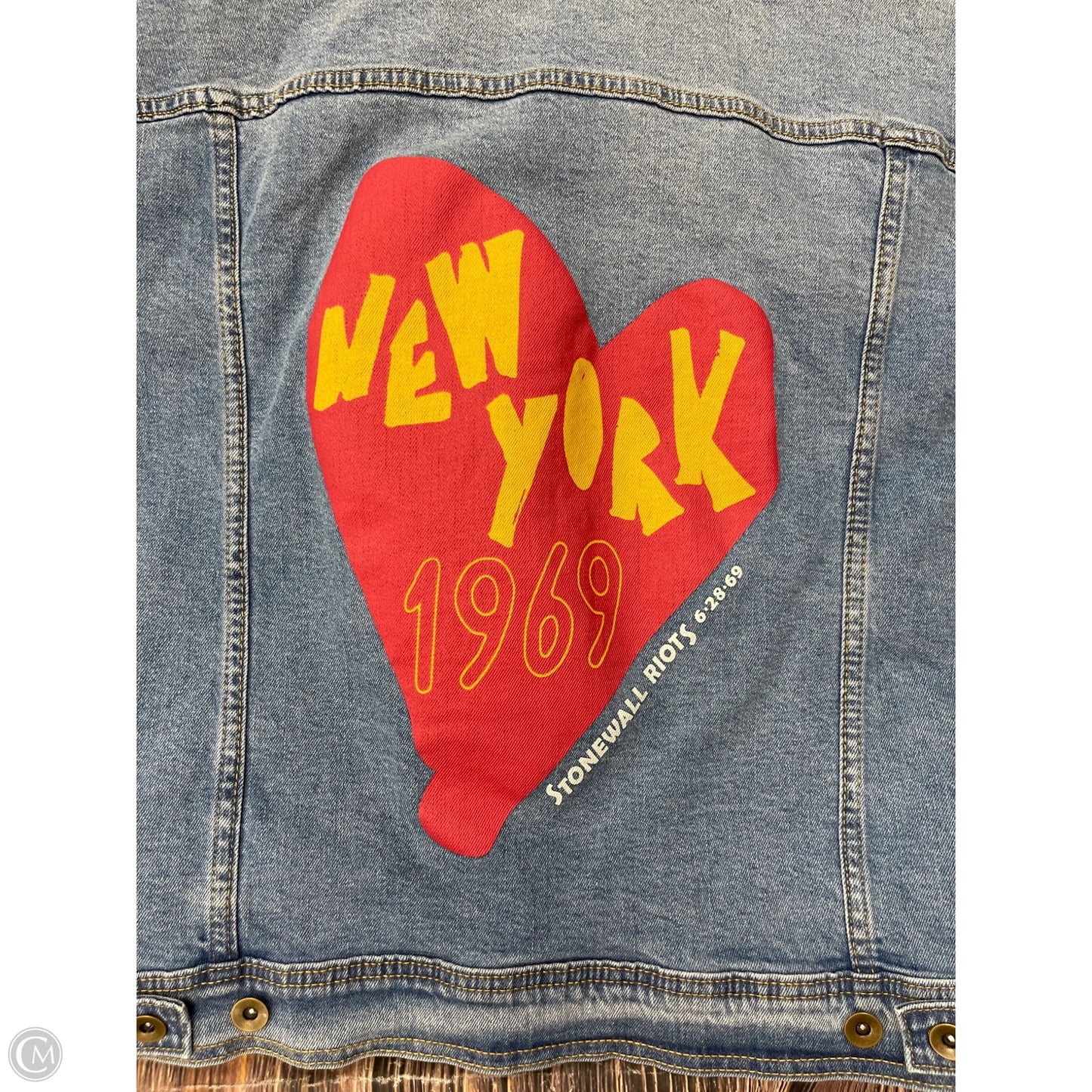 Jacket Denim By Clothes Mentor In Blue Denim, Size: L