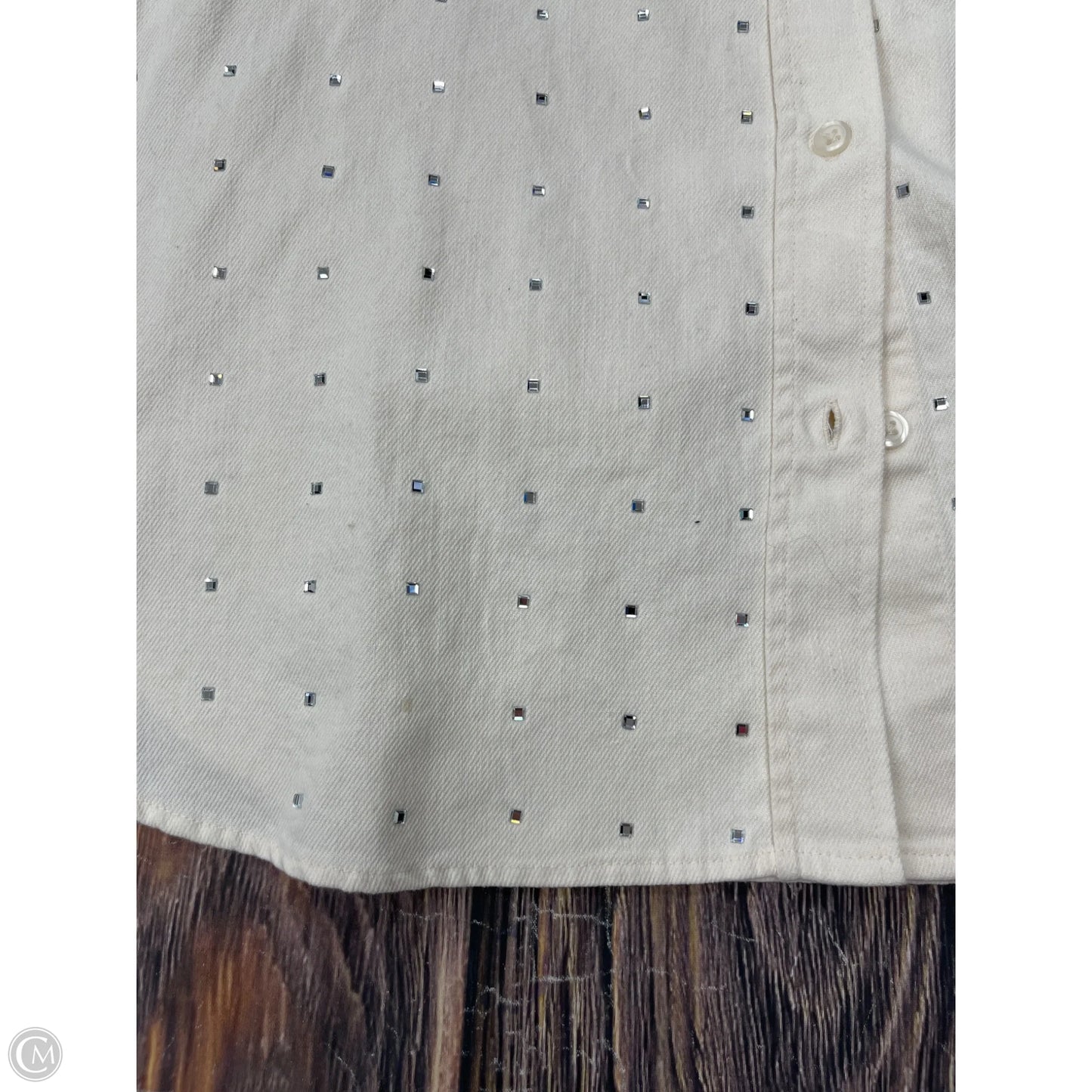 Jacket Denim By Clothes Mentor In White, Size: Xl