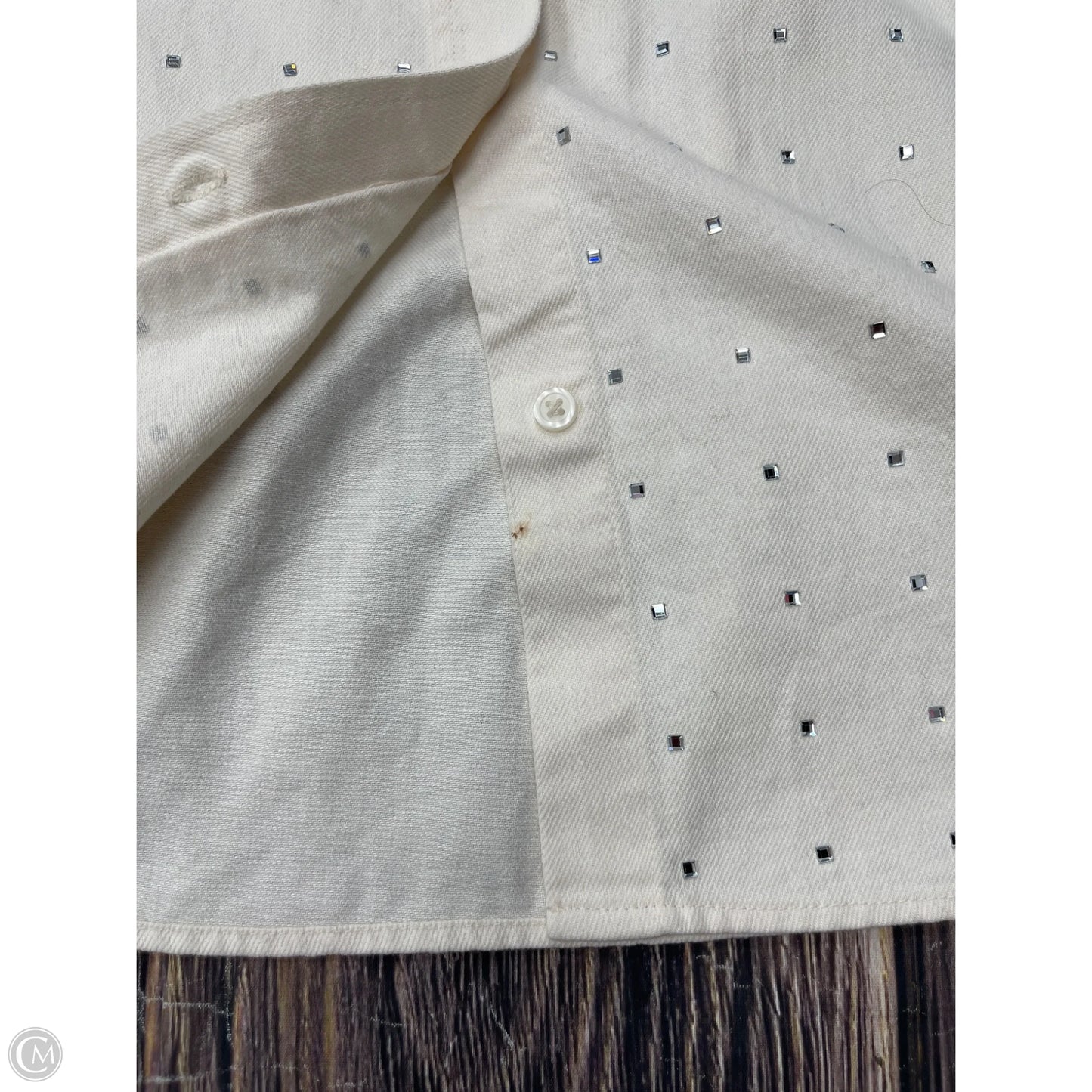 Jacket Denim By Clothes Mentor In White, Size: Xl