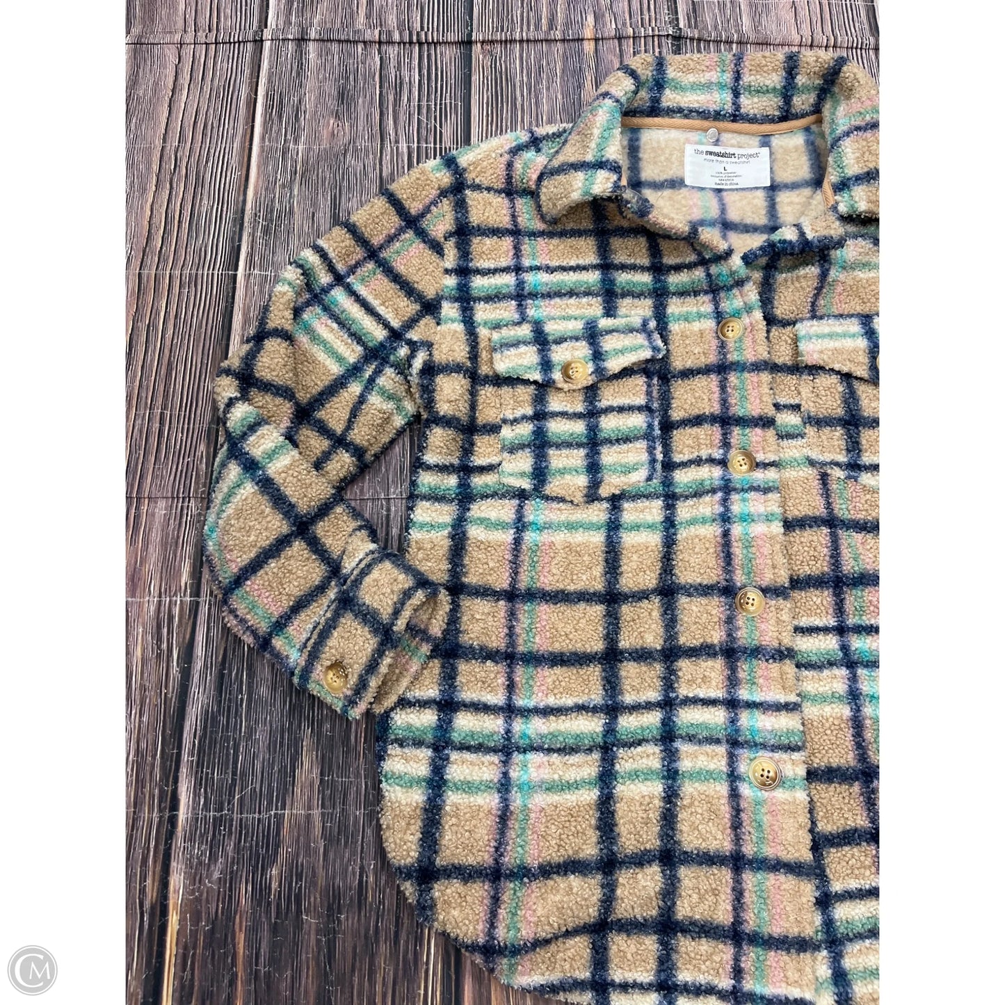 Jacket Shirt By Sweater Project In Tan, Size: L