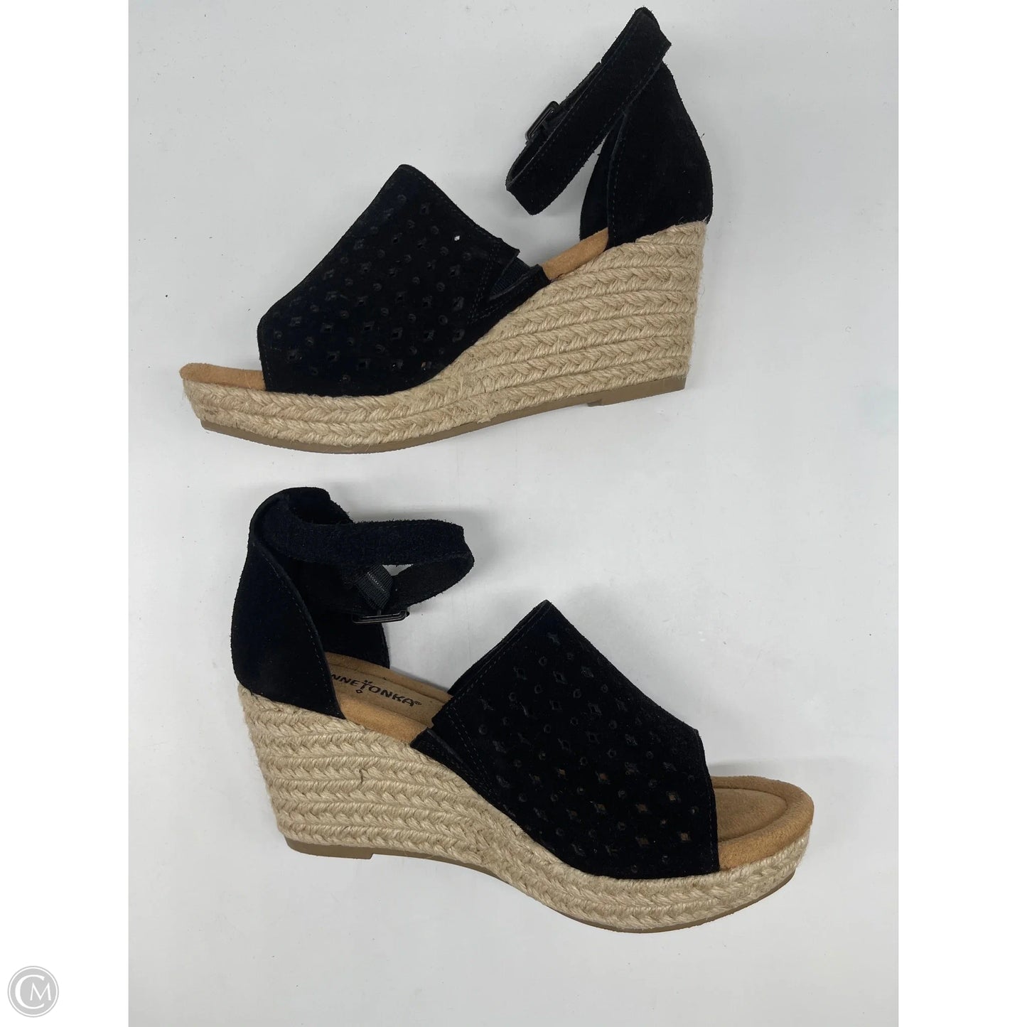 Sandals Heels Wedge By Minnetonka In Black, Size: 10