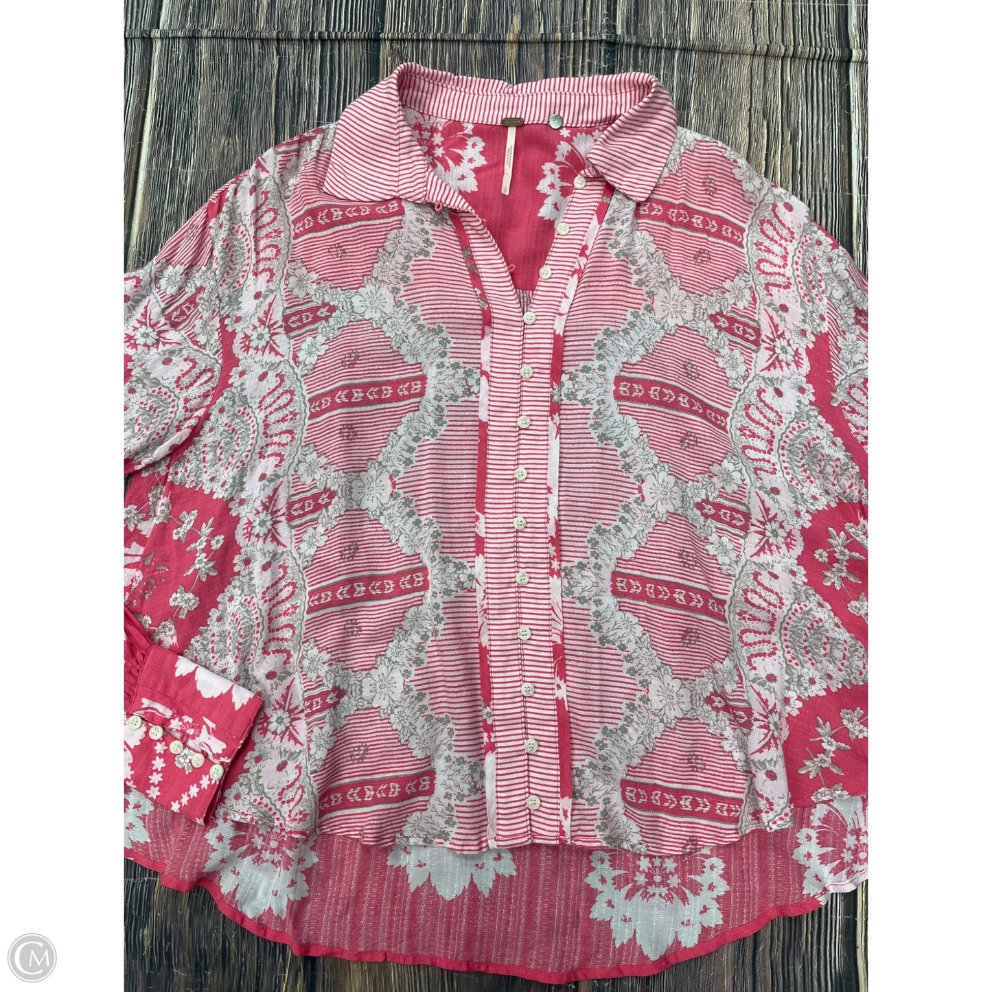 Top Long Sleeve By Free People In Pink, Size: S