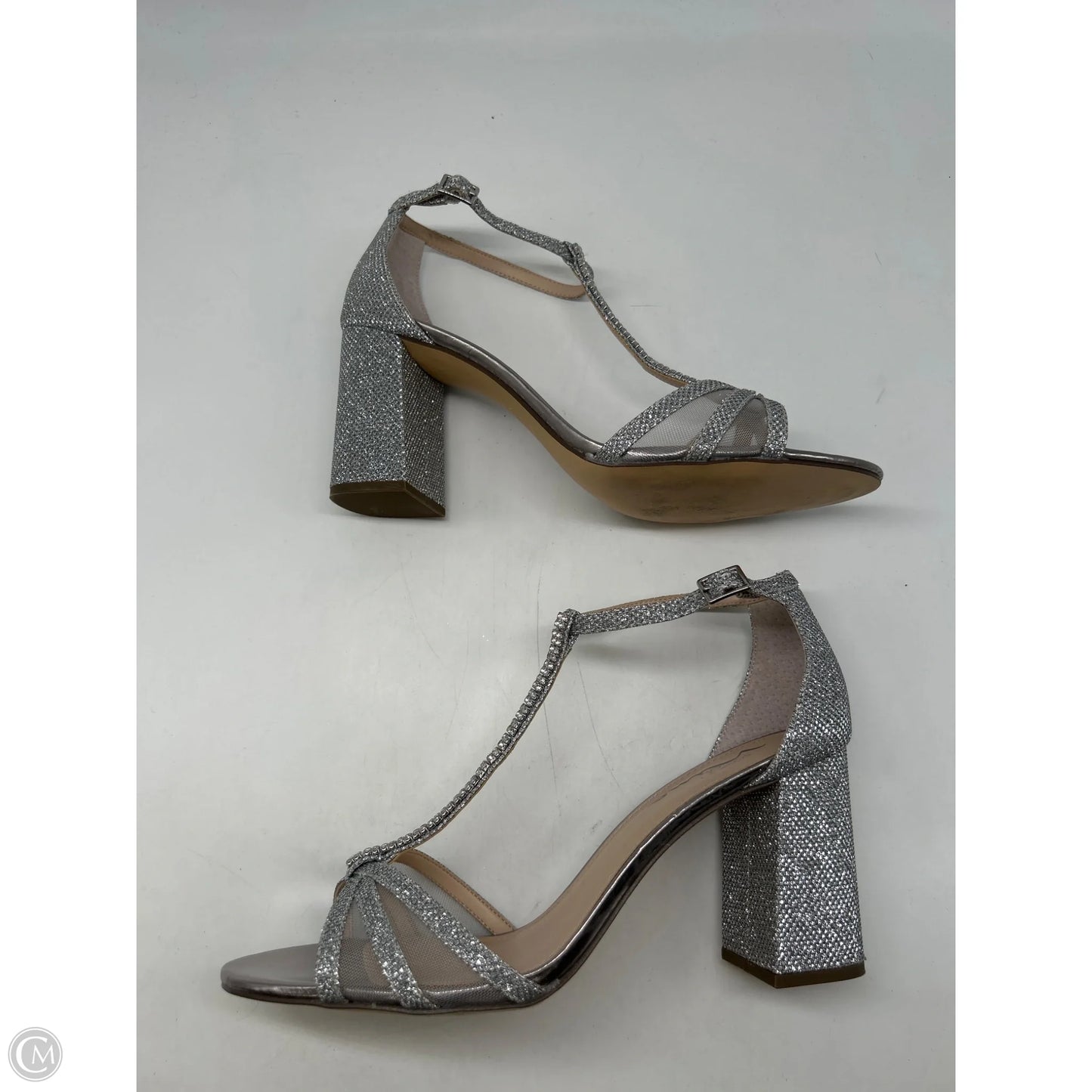 Sandals Heels Block By Nina In Silver, Size: 9