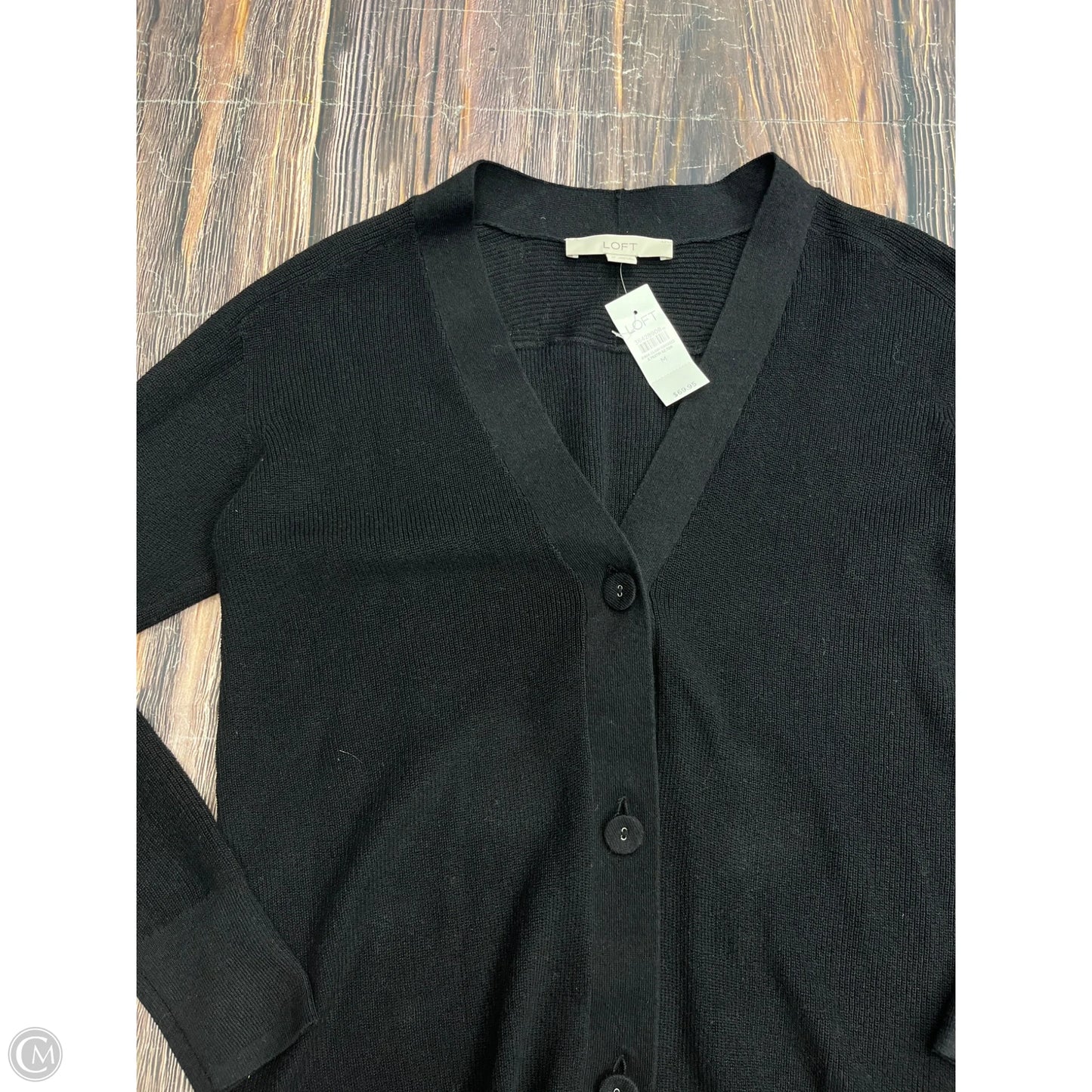 Sweater Cardigan By Loft In Black, Size: M