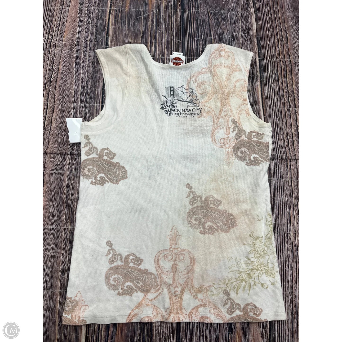 Top Short Sleeve By Harley Davidson In Cream, Size: Xl