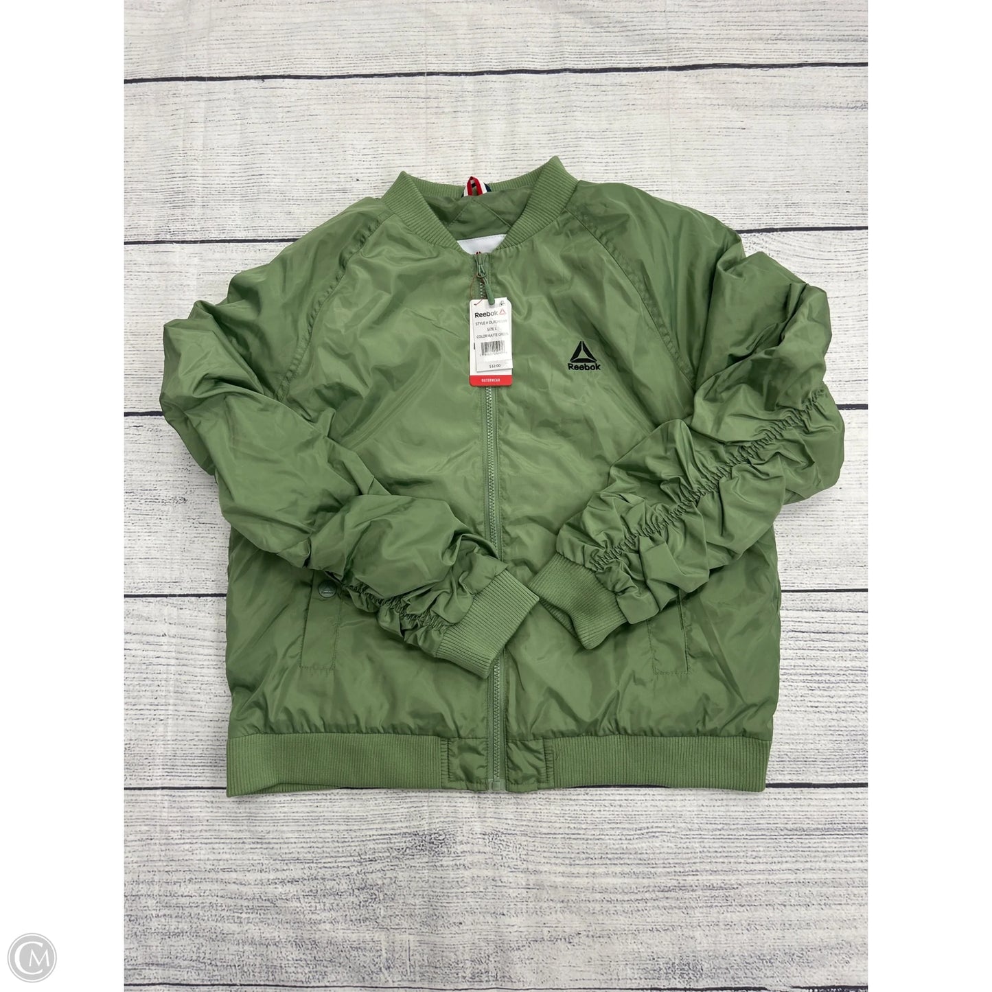 Jacket Puffer & Quilted By Reebok In Green, Size: L