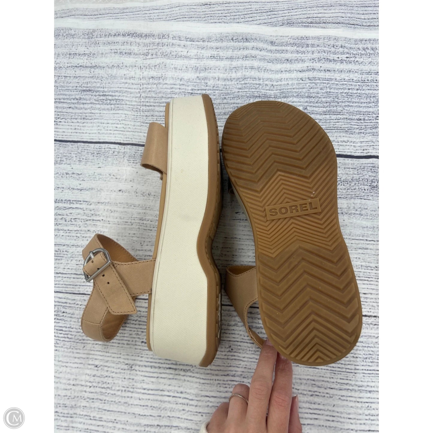 Sandals Heels Platform By Sorel In Tan, Size: 9.5