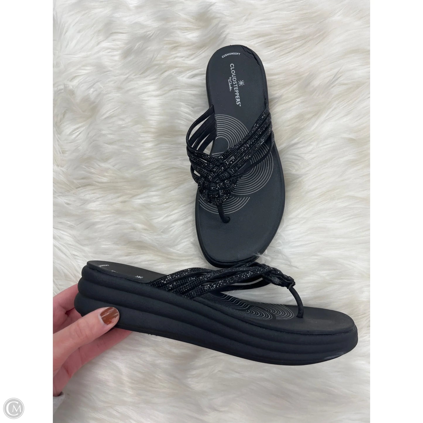 Sandals Flip Flops By Clarks In Black, Size: 8