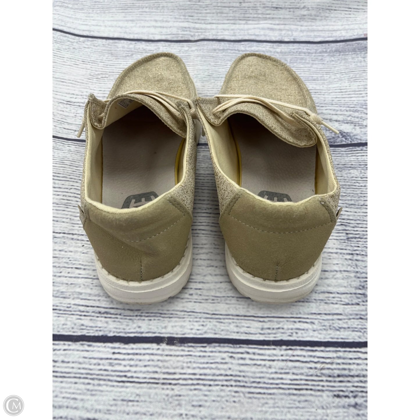 Shoes Sneakers By Hey Dude In Gold, Size: 7