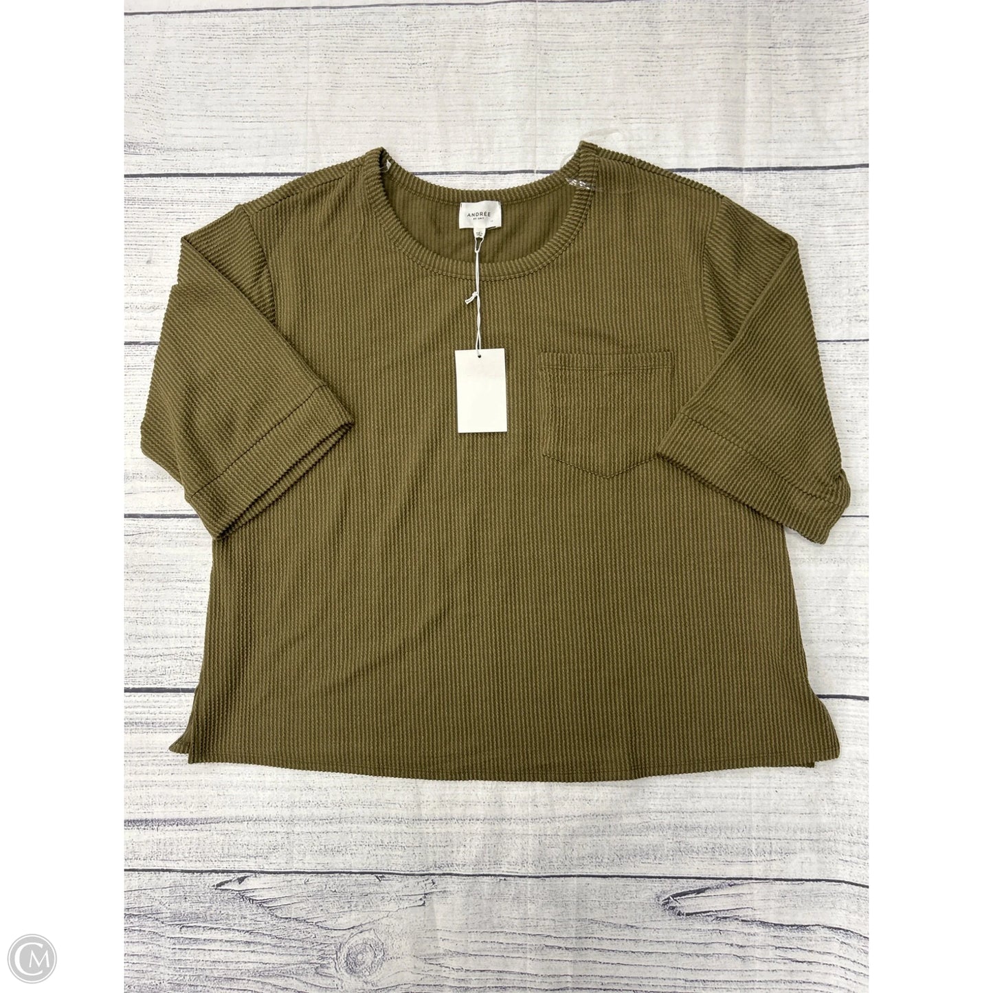 Top 3/4 Sleeve By Andree By Unit In Green, Size: 1x