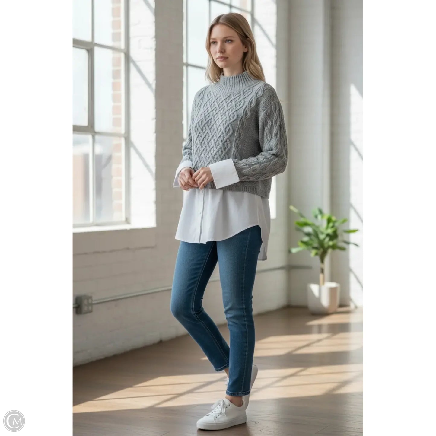 Sweater By Maeve In Grey, Size: Xs