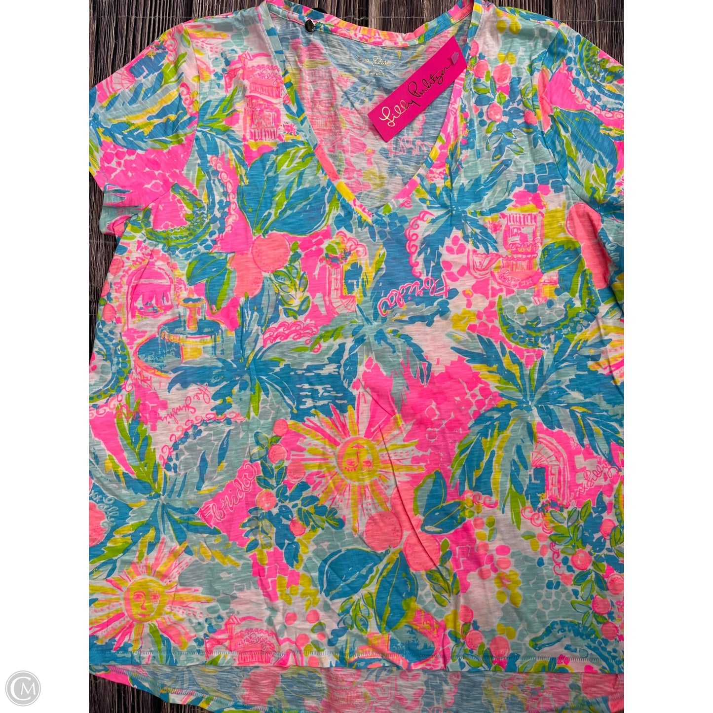 Top Short Sleeve Designer By Lilly Pulitzer In Multi-colored, Size: 1x