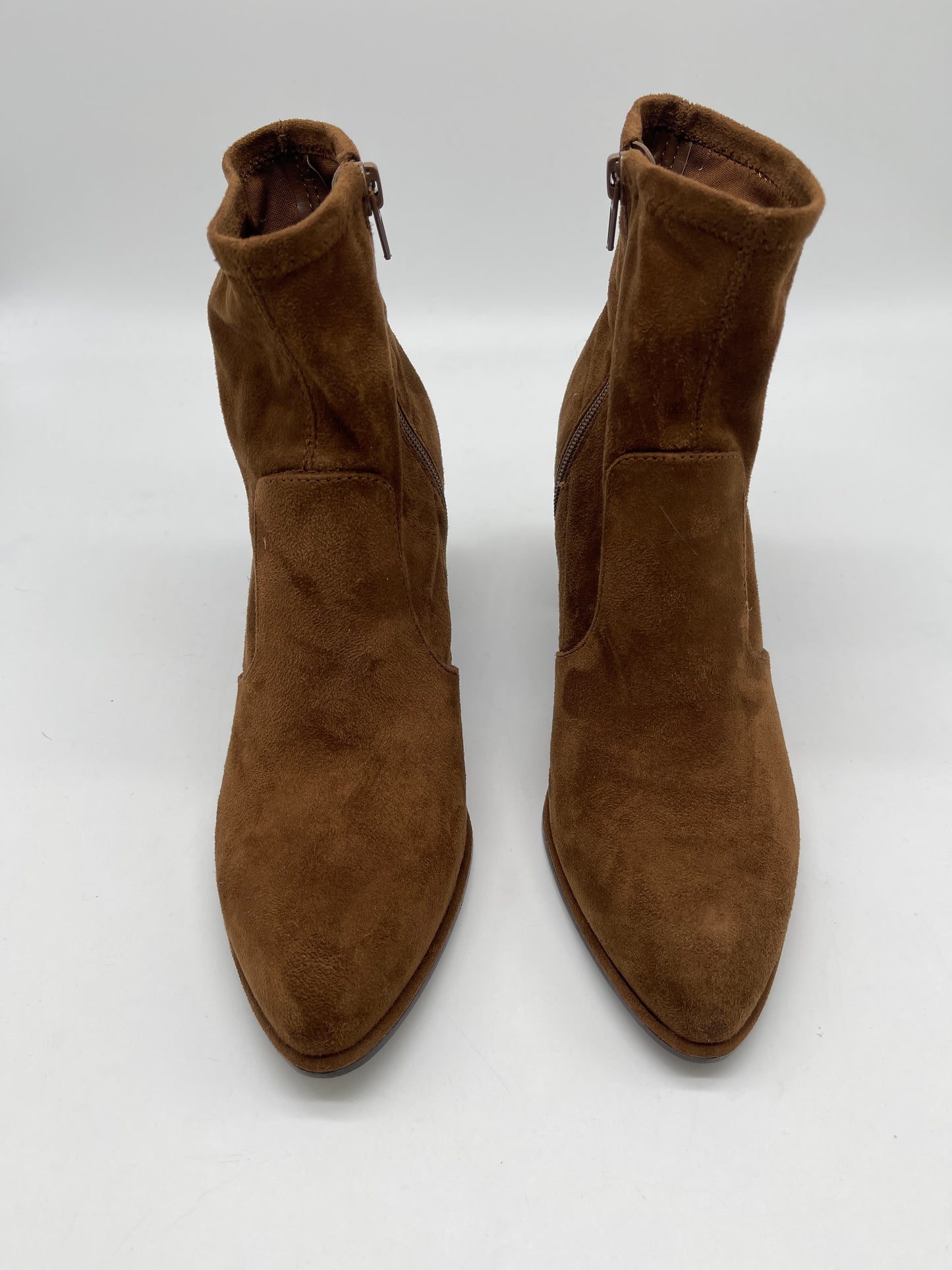 Boots Ankle Heels By Nine West In Brown, Size: 7