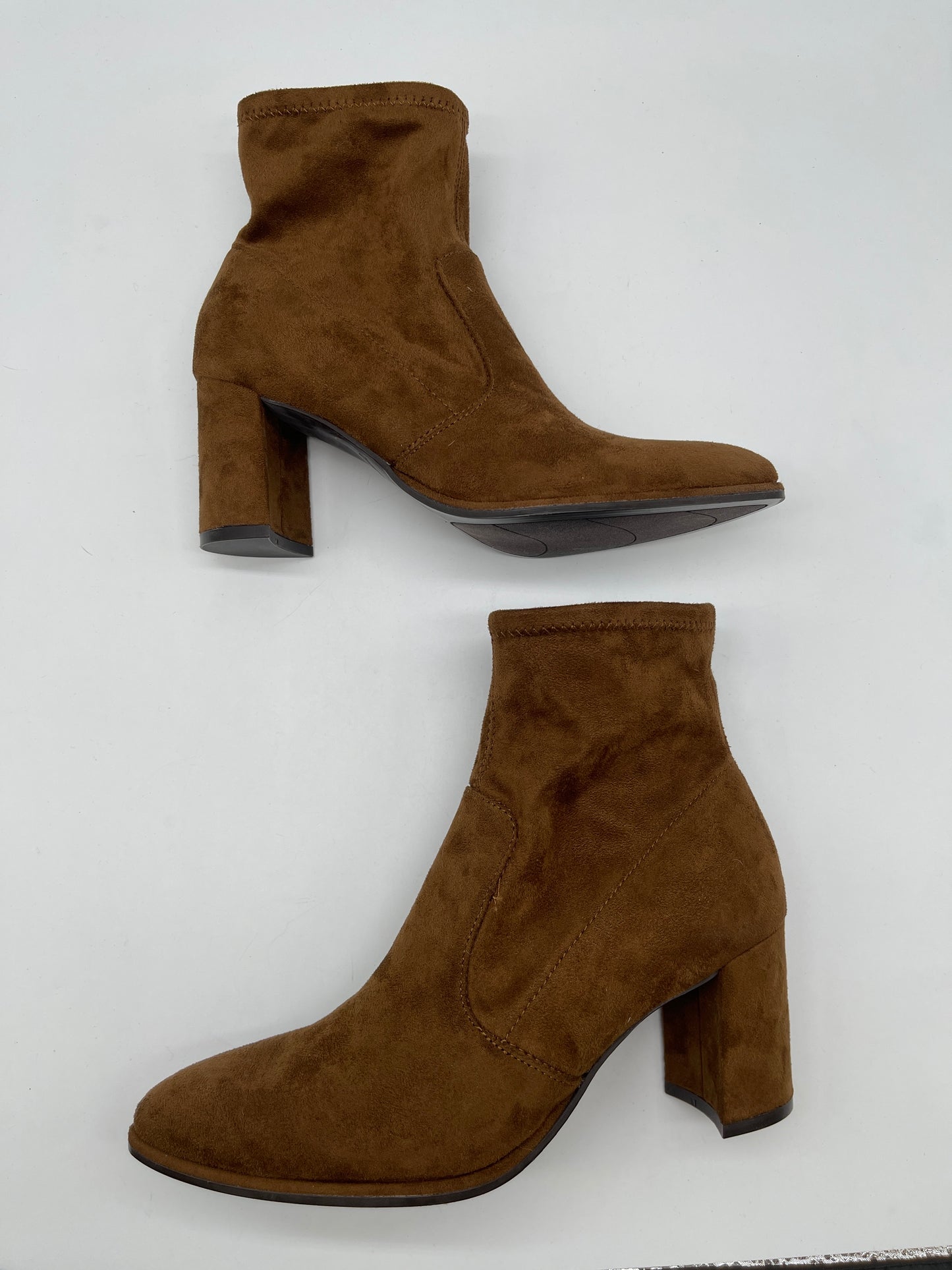 Boots Ankle Heels By Nine West In Brown, Size: 7