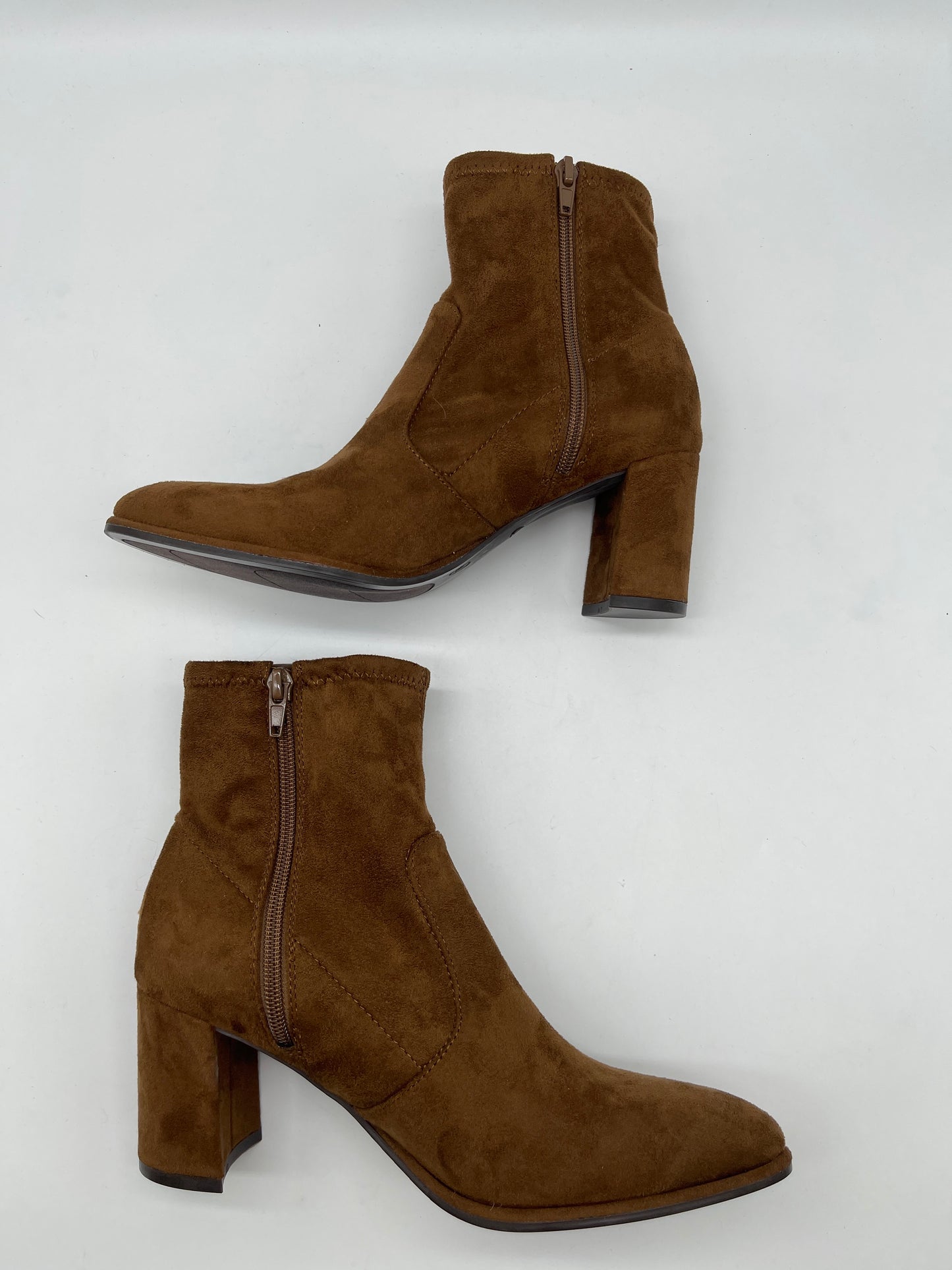 Boots Ankle Heels By Nine West In Brown, Size: 7