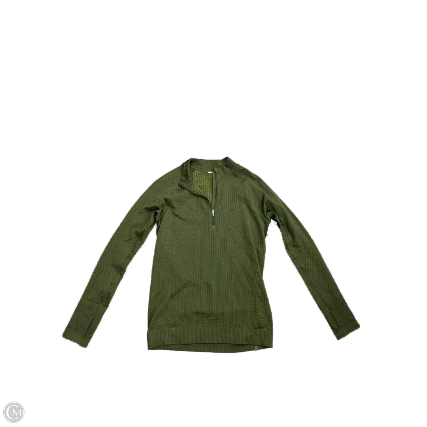 Athletic Top Long Sleeve Collar By Lululemon In Green, Size: M