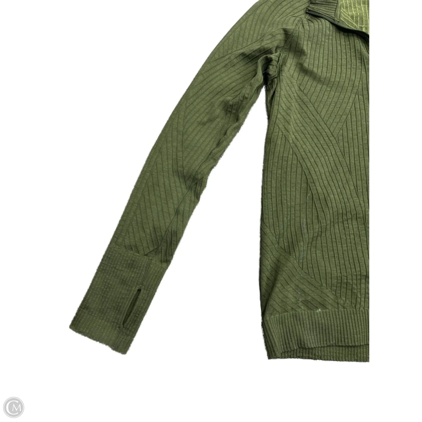 Athletic Top Long Sleeve Collar By Lululemon In Green, Size: M