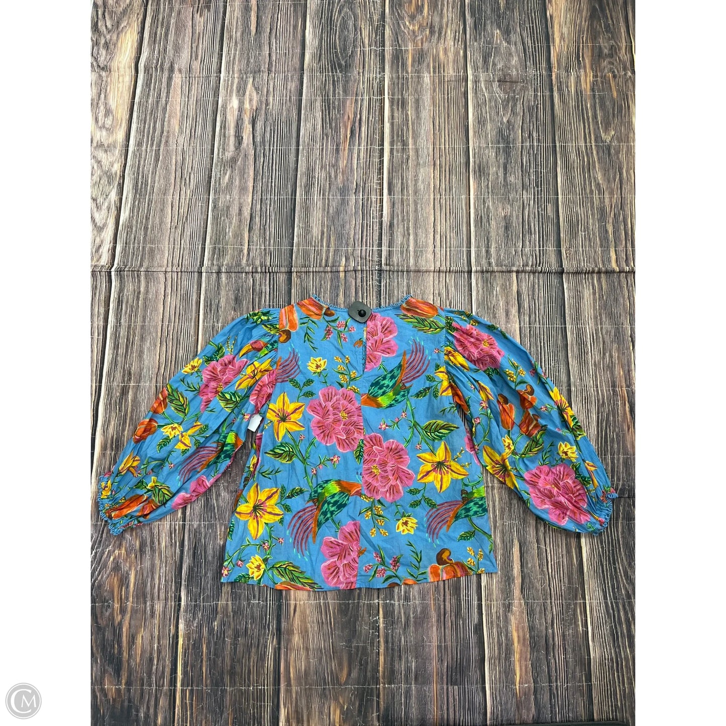 Top Long Sleeve By Farm Rio In Blue, Size: S