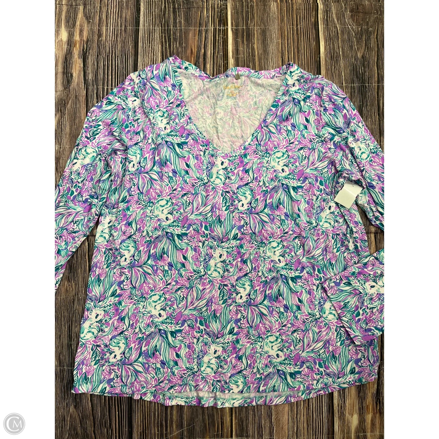 Top Long Sleeve Designer By Lilly Pulitzer In Blue, Size: 1x