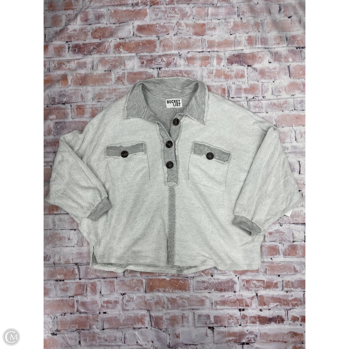 Top Long Sleeve By Bucketlist In Grey, Size: S