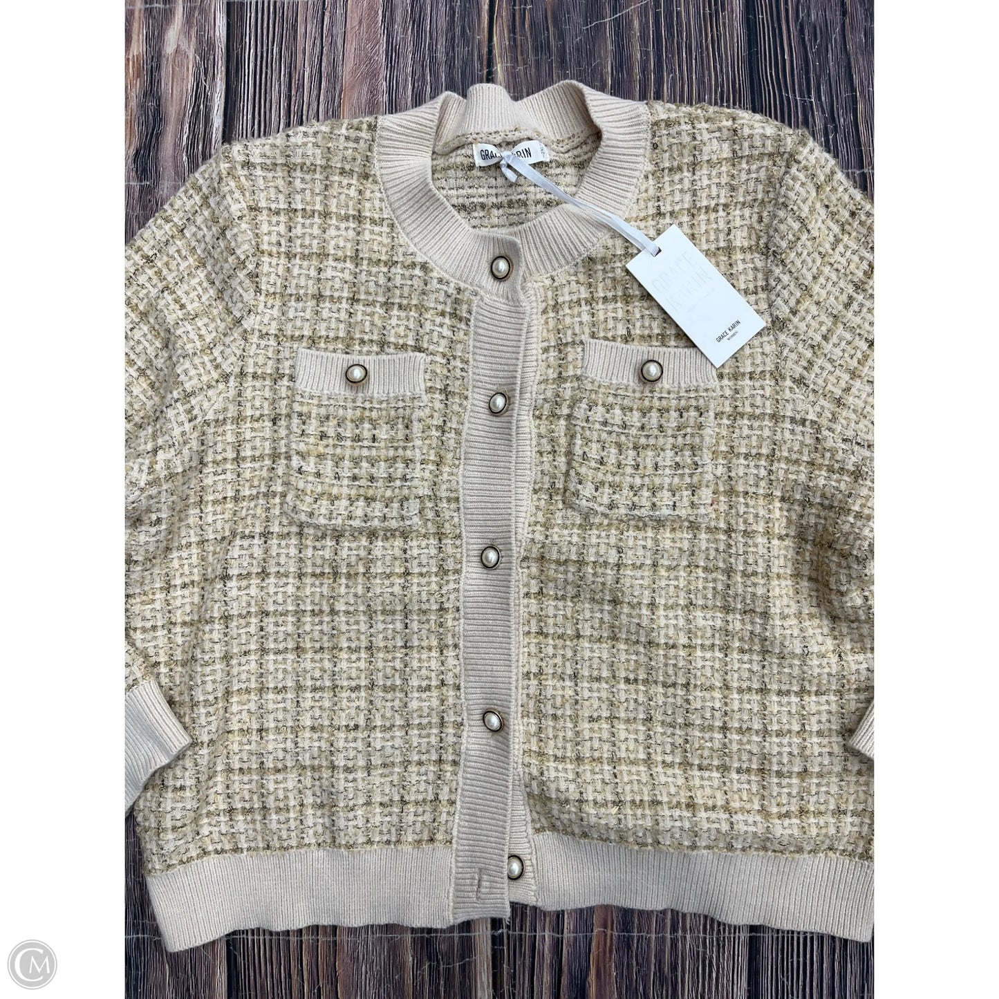 Blazer By Clothes Mentor In Cream & Tan, Size: 2x