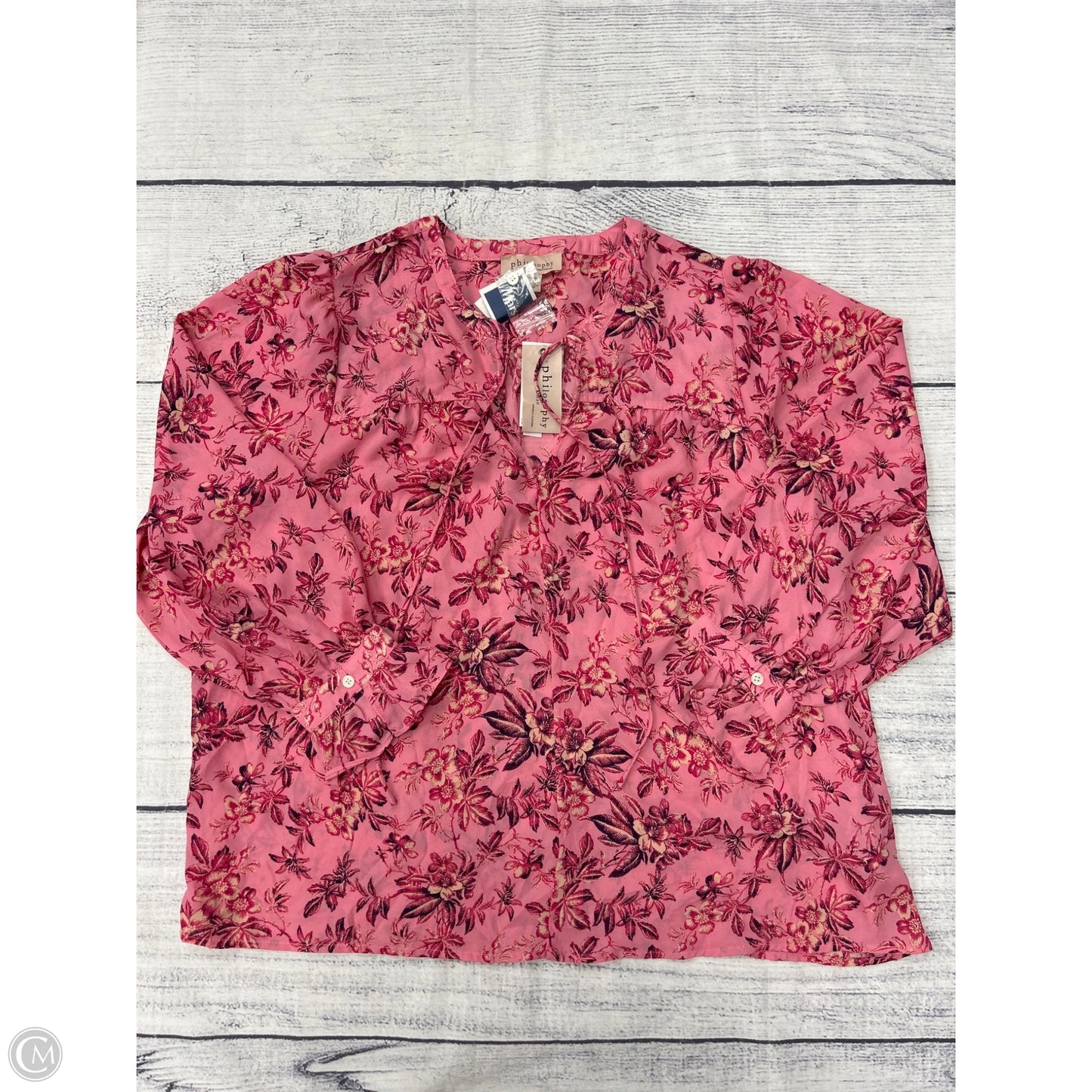 Top Long Sleeve By Philosophy In Pink, Size: 1x