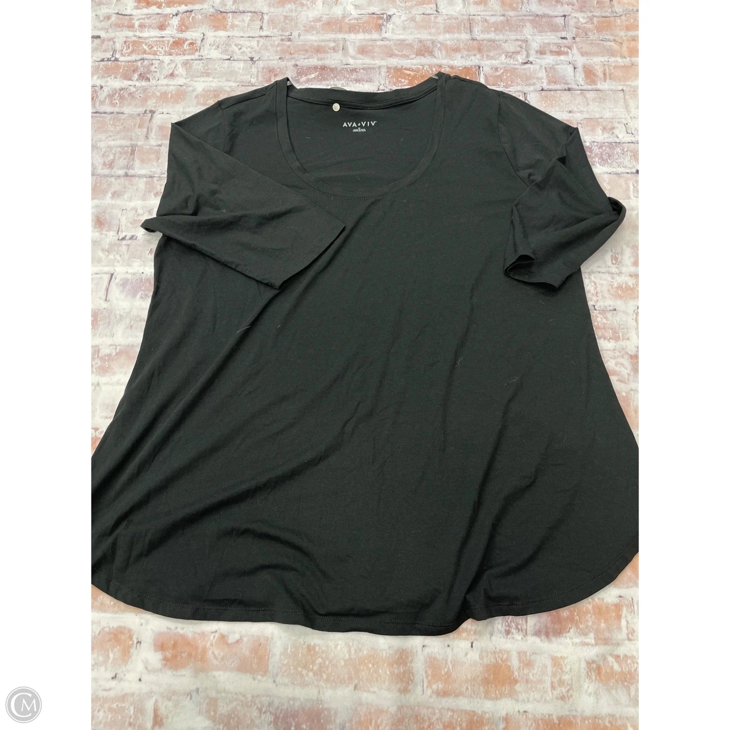 Top Short Sleeve Basic By Ava & Viv In Black, Size: 2x
