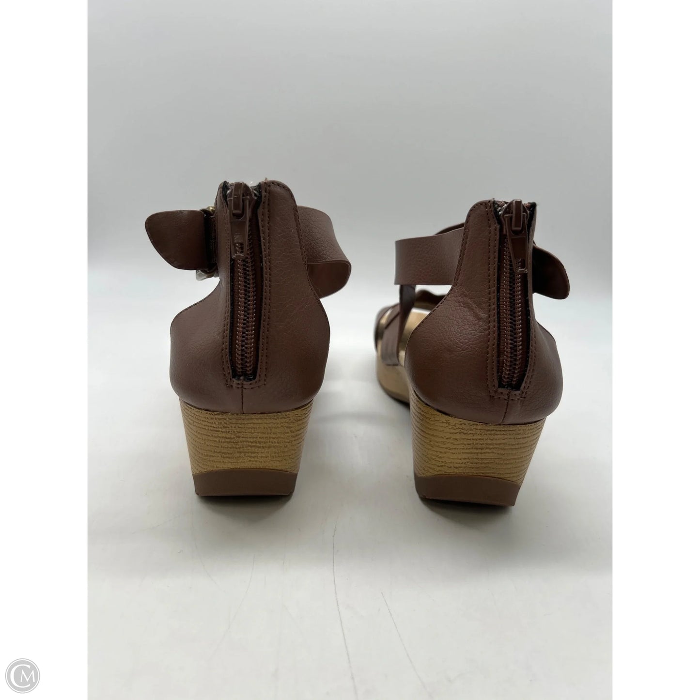 Sandals Heels Platform By Easy Street In Brown, Size: 8