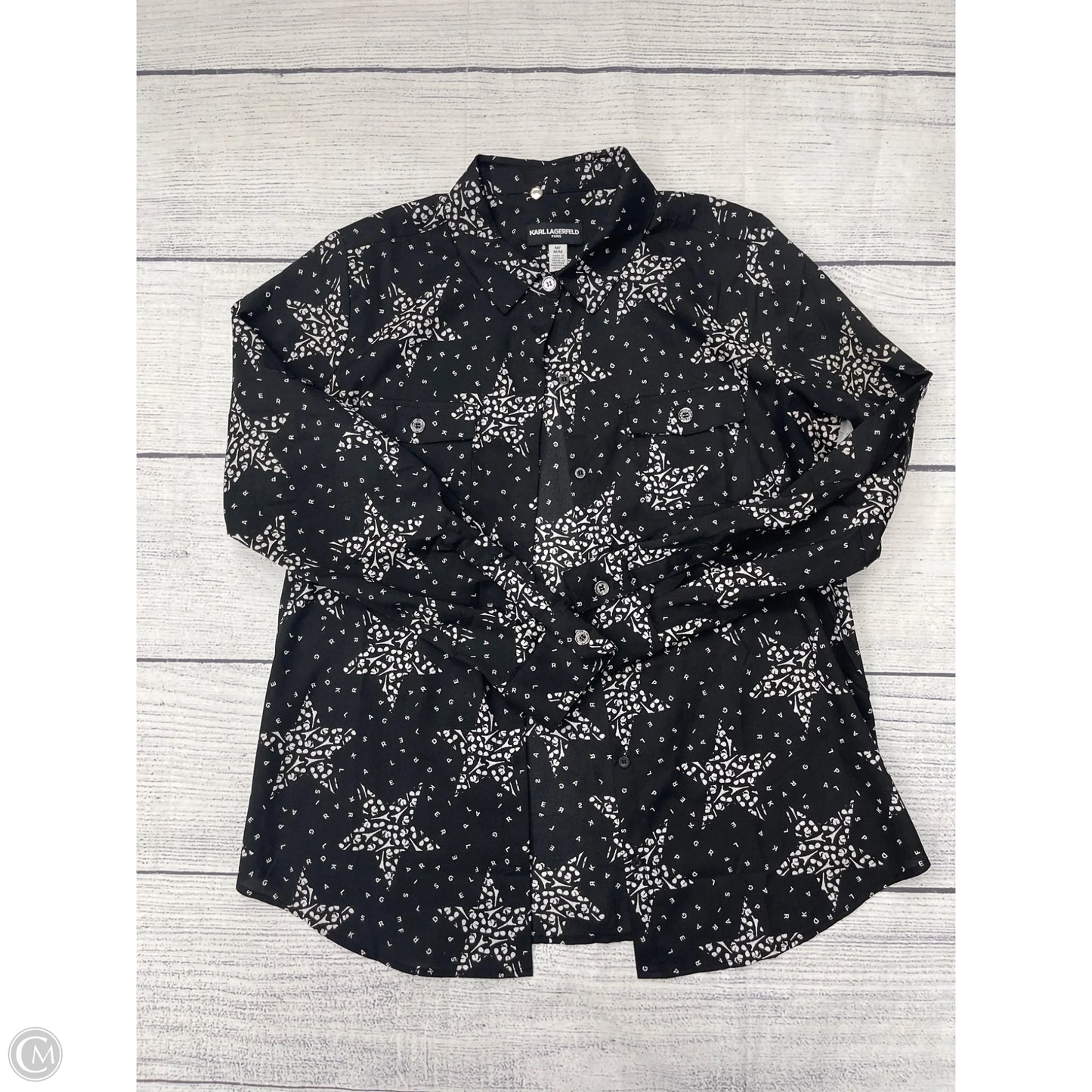 Top Long Sleeve Designer By Karl Lagerfeld In Black, Size: M