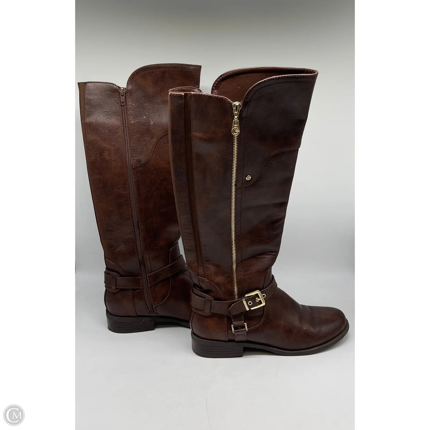 Boots Mid-calf Heels By Guess In Brown, Size: 10